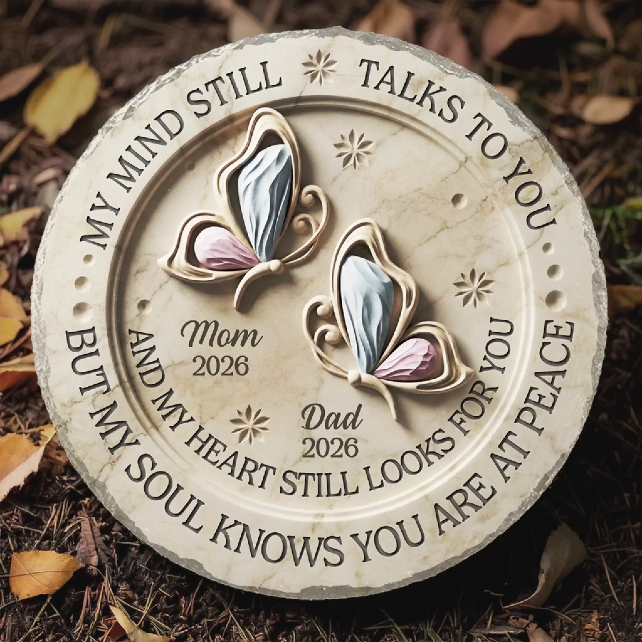 Custom Round Shaped Stone With Stand - Personalized Memorial Sympathy Gifts For Loss Of Mom, Dad - Peace Beyond Words - Image 7