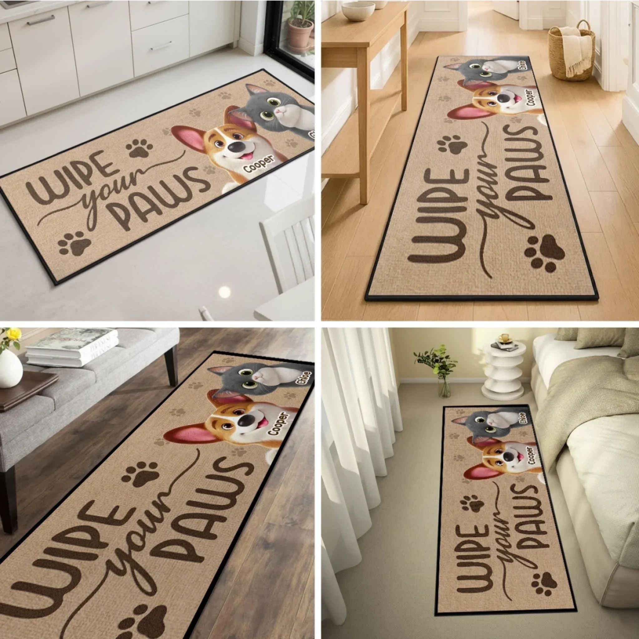 Custom Runner Rug - Personalized Birthday Gifts For Dog Cat Lovers, Dog Dad And Mom, Cat Owners - Wipe Your Paws - Image 3
