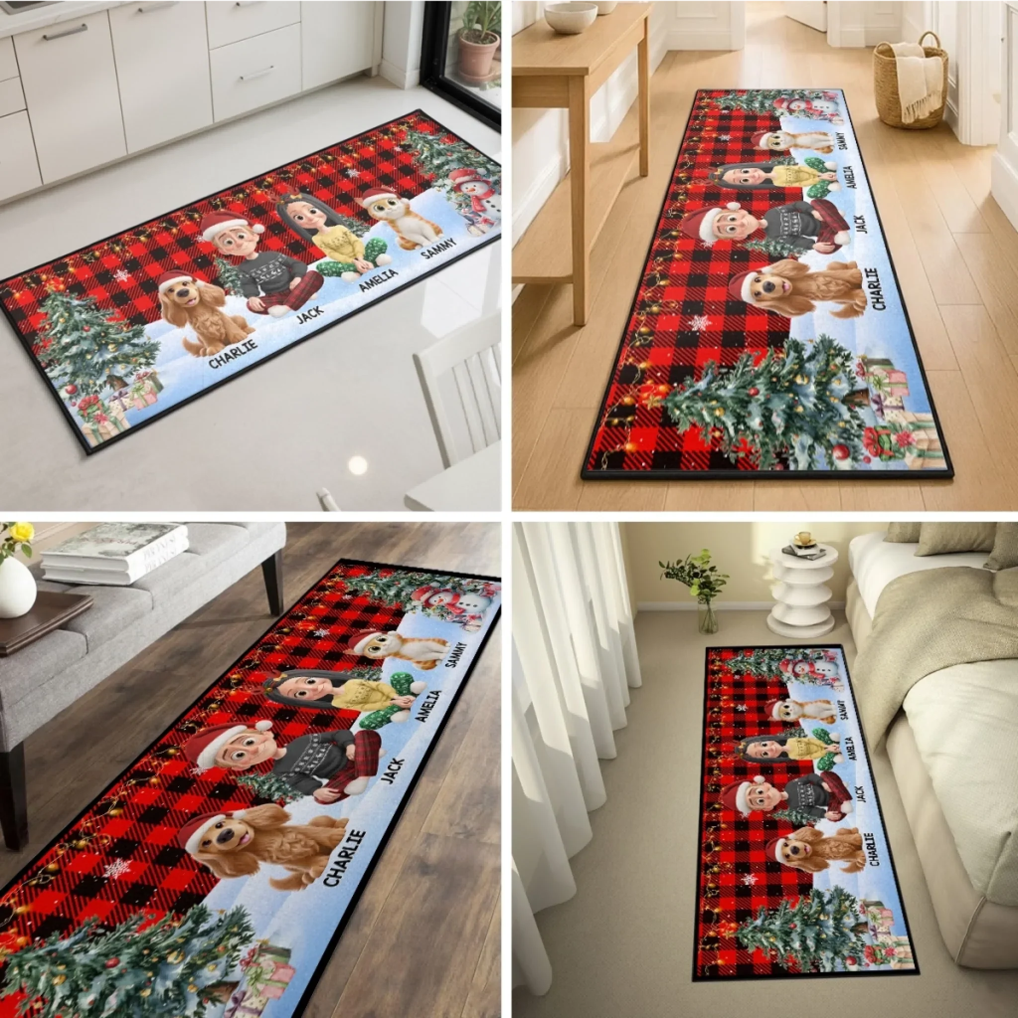 Custom Runner Rug - Personalized Christmas Birthday Gifts For Mom, Dad, Brother, Sister, Kids - Together We Make Spirits Bright - Image 3