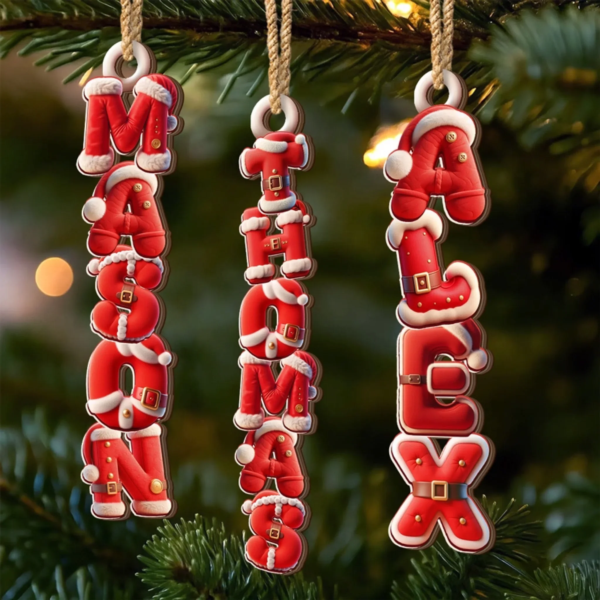 Custom Santa Suit Letter Wooden Ornament - Personalized Christmas Birthday Gifts For Mom, Dad, Brother, Sister, Kids - Built On Love Held By Us - Image 3