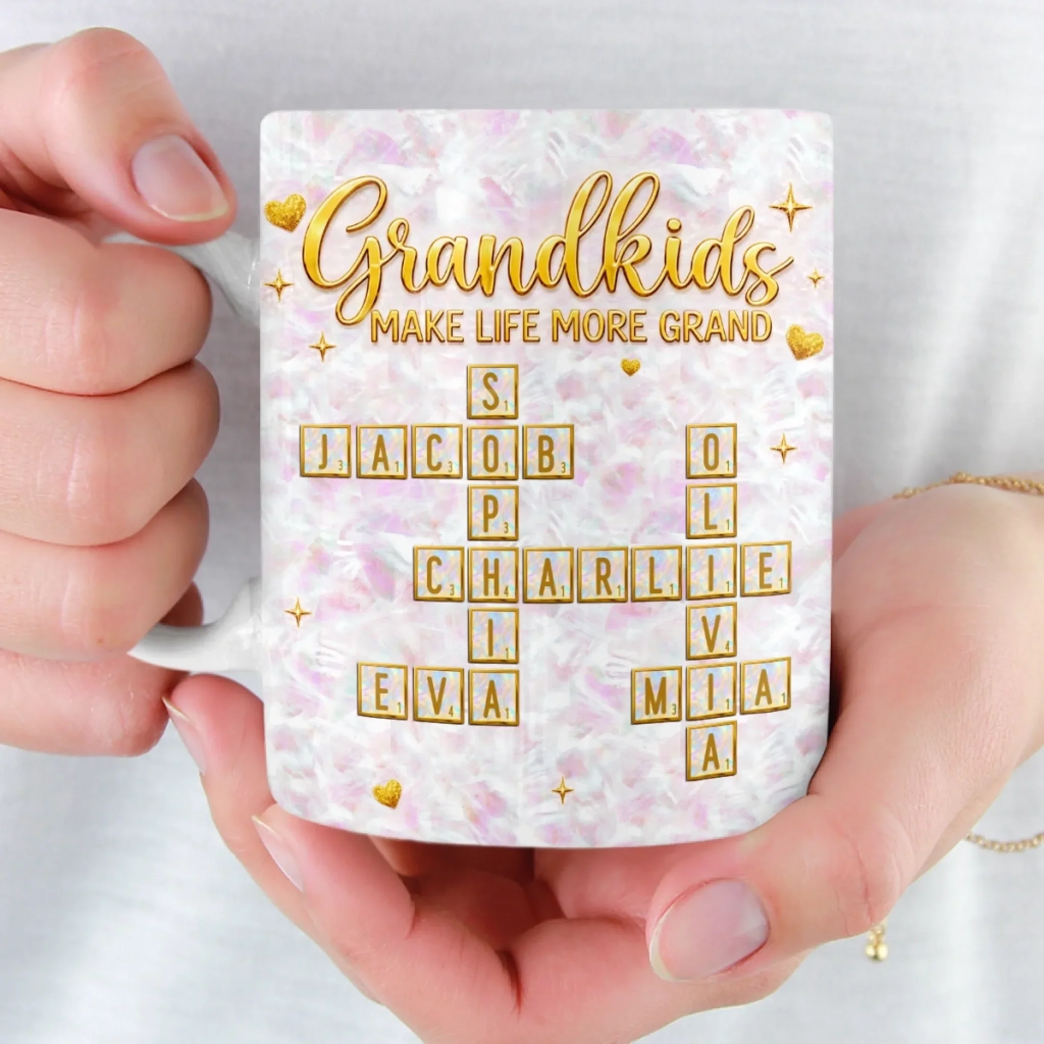 Custom Scrabble 3D Inflated Effect Printed Mug - Personalized Mother's Day Birthday Gifts For Mom, Grandma - Forever Loved By Grandma - Image 5