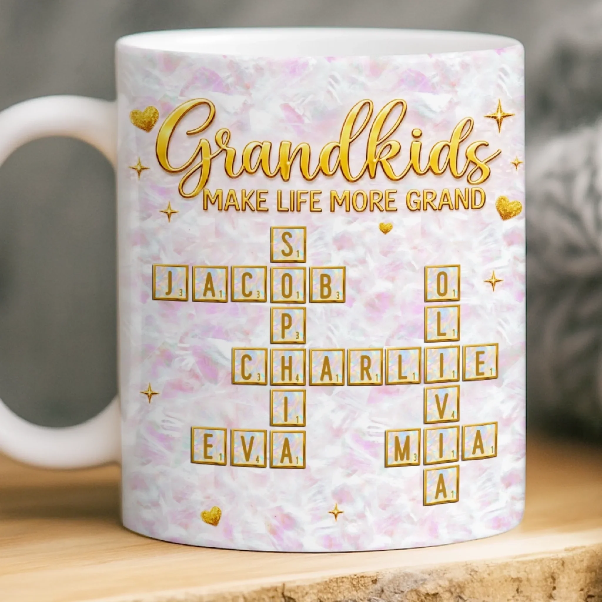 Custom Scrabble 3D Inflated Effect Printed Mug - Personalized Mother's Day Birthday Gifts For Mom, Grandma - Forever Loved By Grandma - Image 7