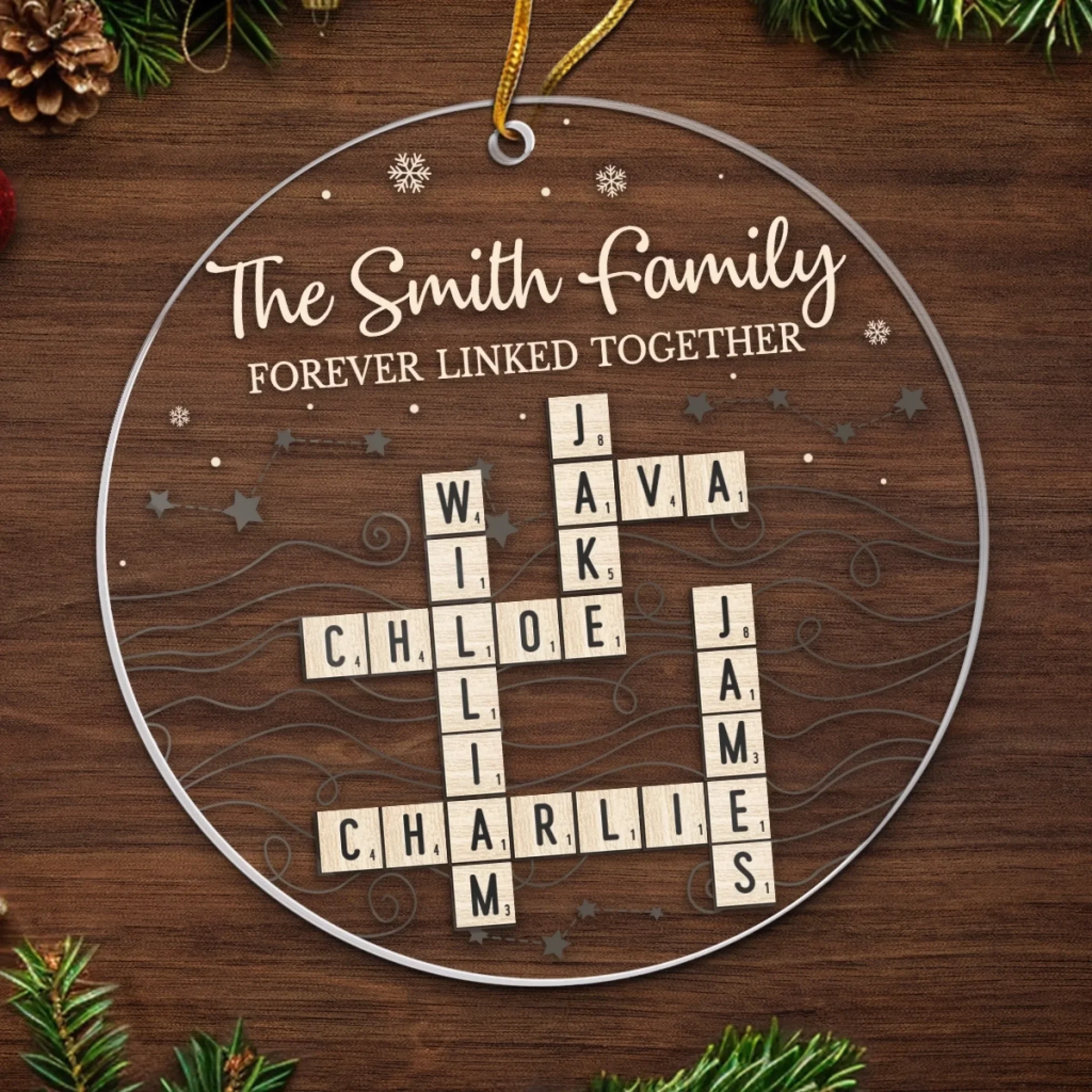 Custom Scrabble Acrylic Ornament - Personalized Christmas Birthday Gifts For Mom, Dad, Brother, Sister, Kids - Together We Belong - Image 5