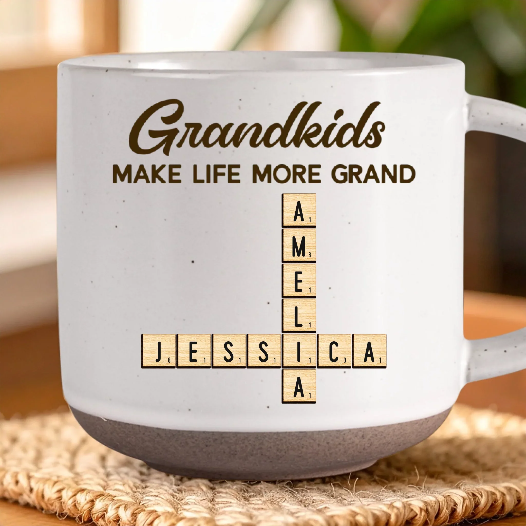 Custom Scrabble Printed Pottery Mug - Personalized Birthday Gifts For Mom, Grandma - Heart Full Because Of You - Image 3