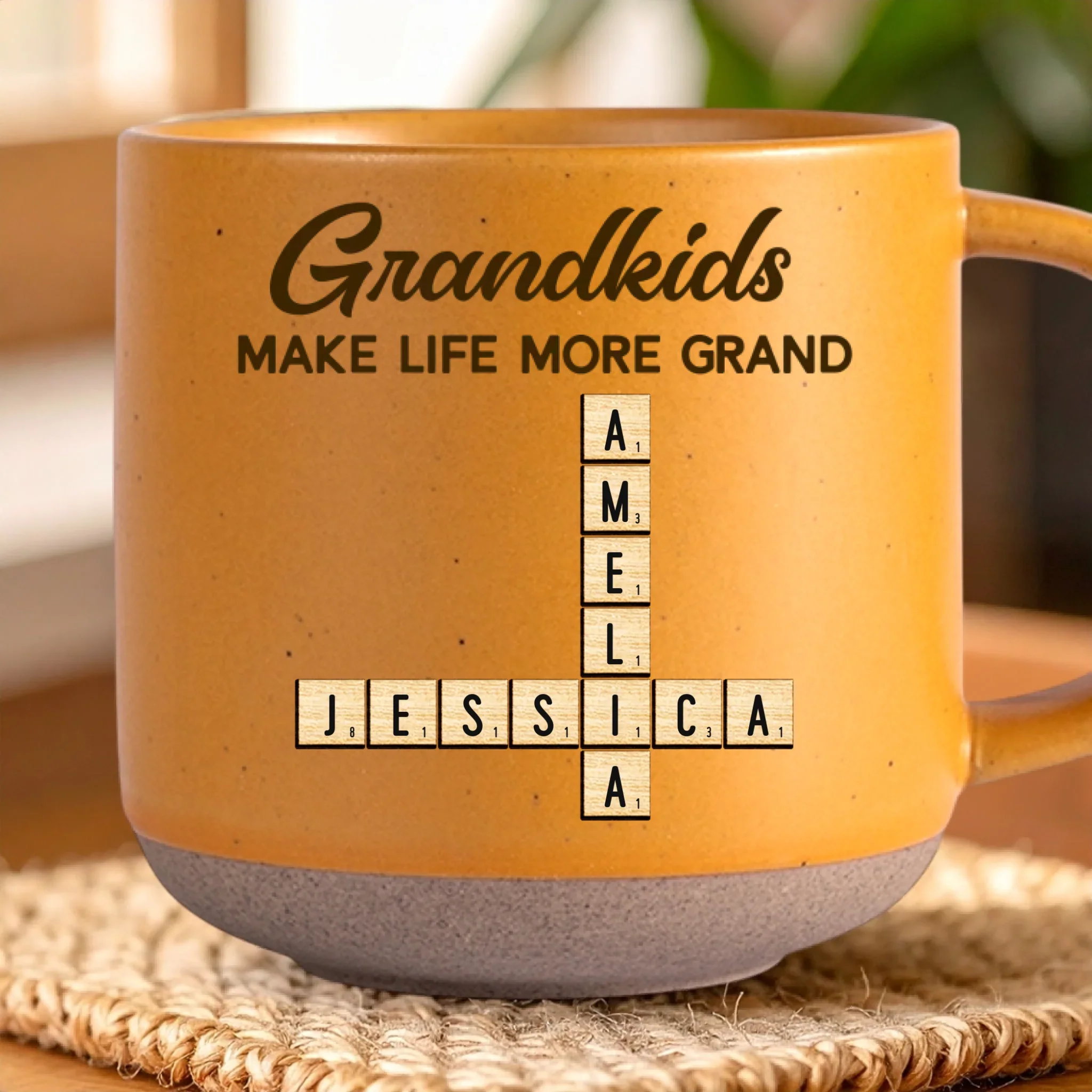 Custom Scrabble Printed Pottery Mug - Personalized Birthday Gifts For Mom, Grandma - Heart Full Because Of You - Image 4