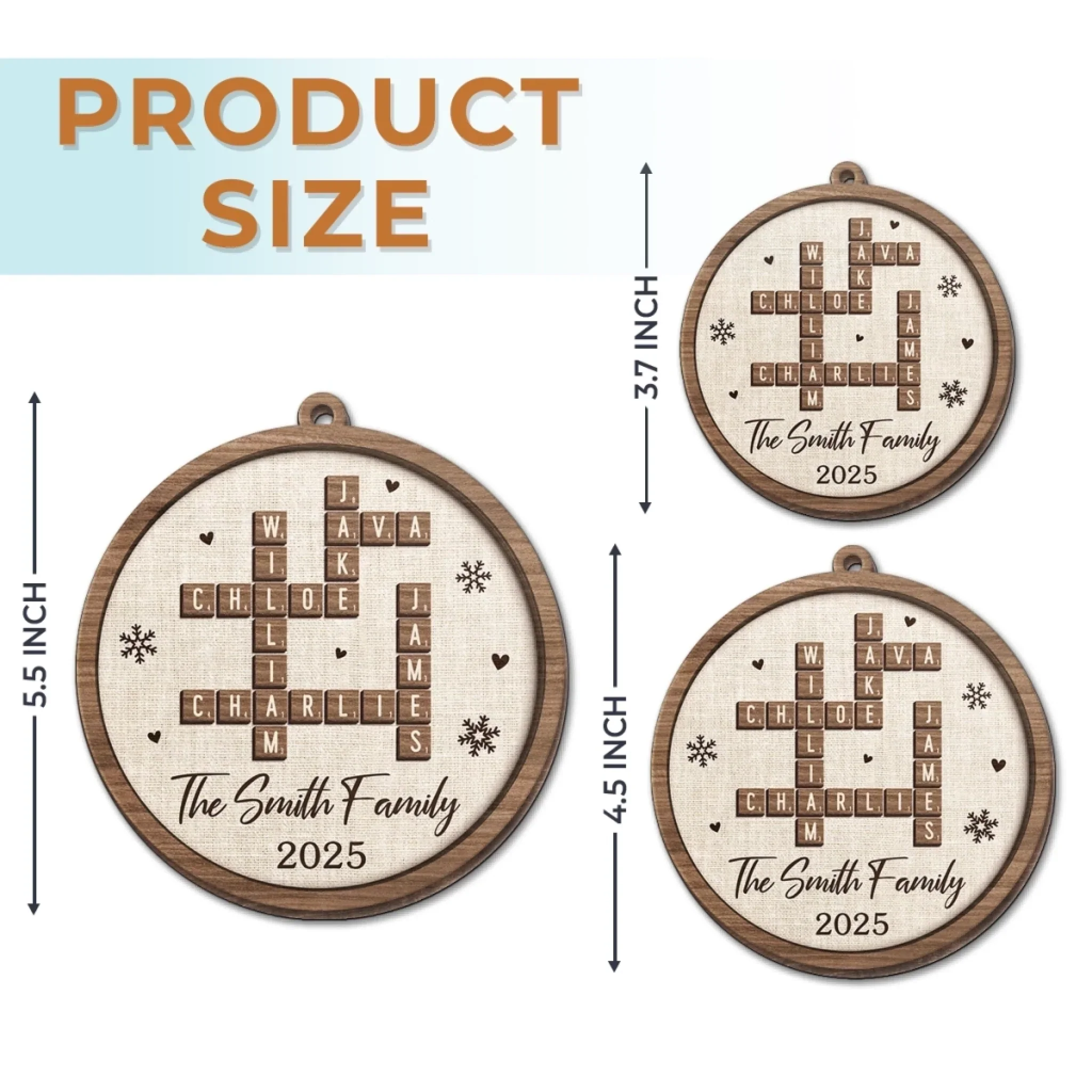 Custom Scrabble Wood Ornament - Personalized Christmas Birthday Gifts For Mom, Dad, Brother, Sister, Kids - Christmas Starts With Family Smiles - Image 6