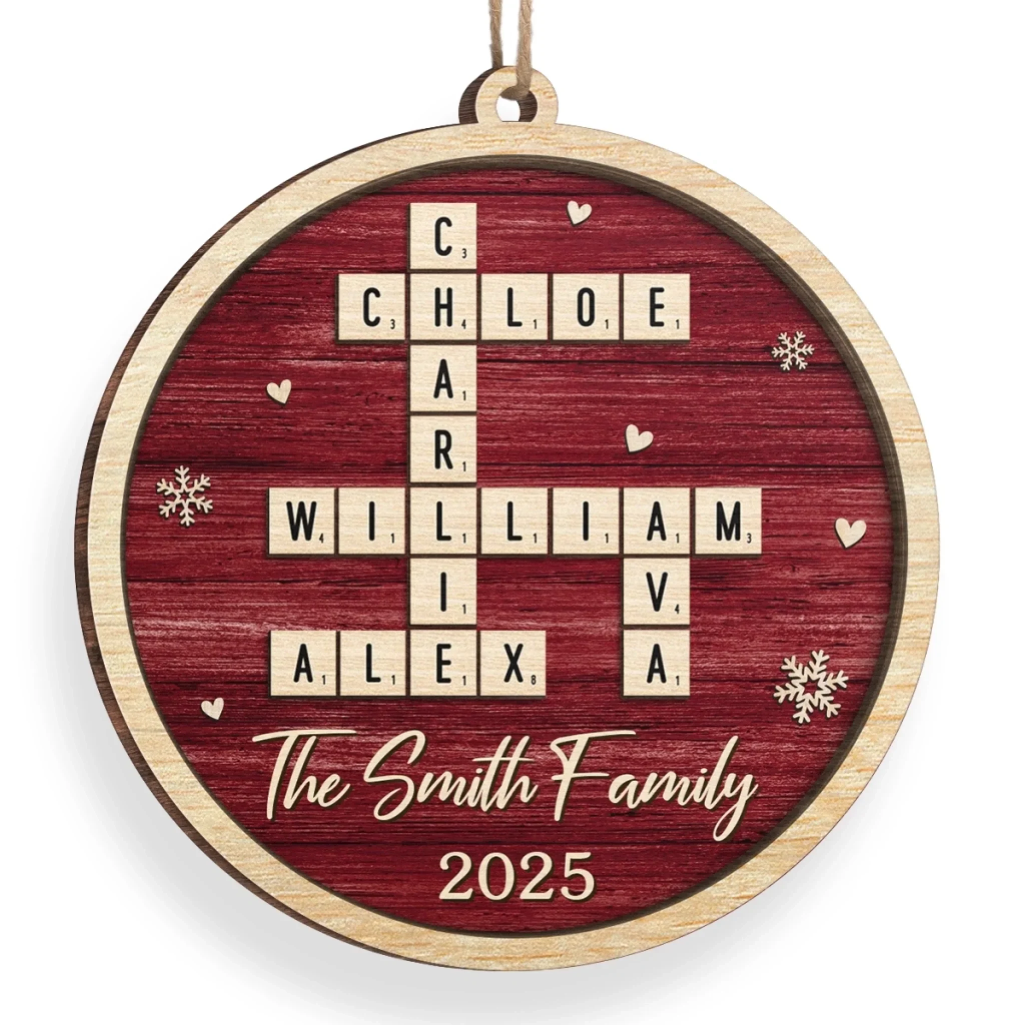 Custom Scrabble Wood Ornament - Personalized Christmas Birthday Gifts For Mom, Dad, Brother, Sister, Kids - Love Spelled The Family Way - Image 3
