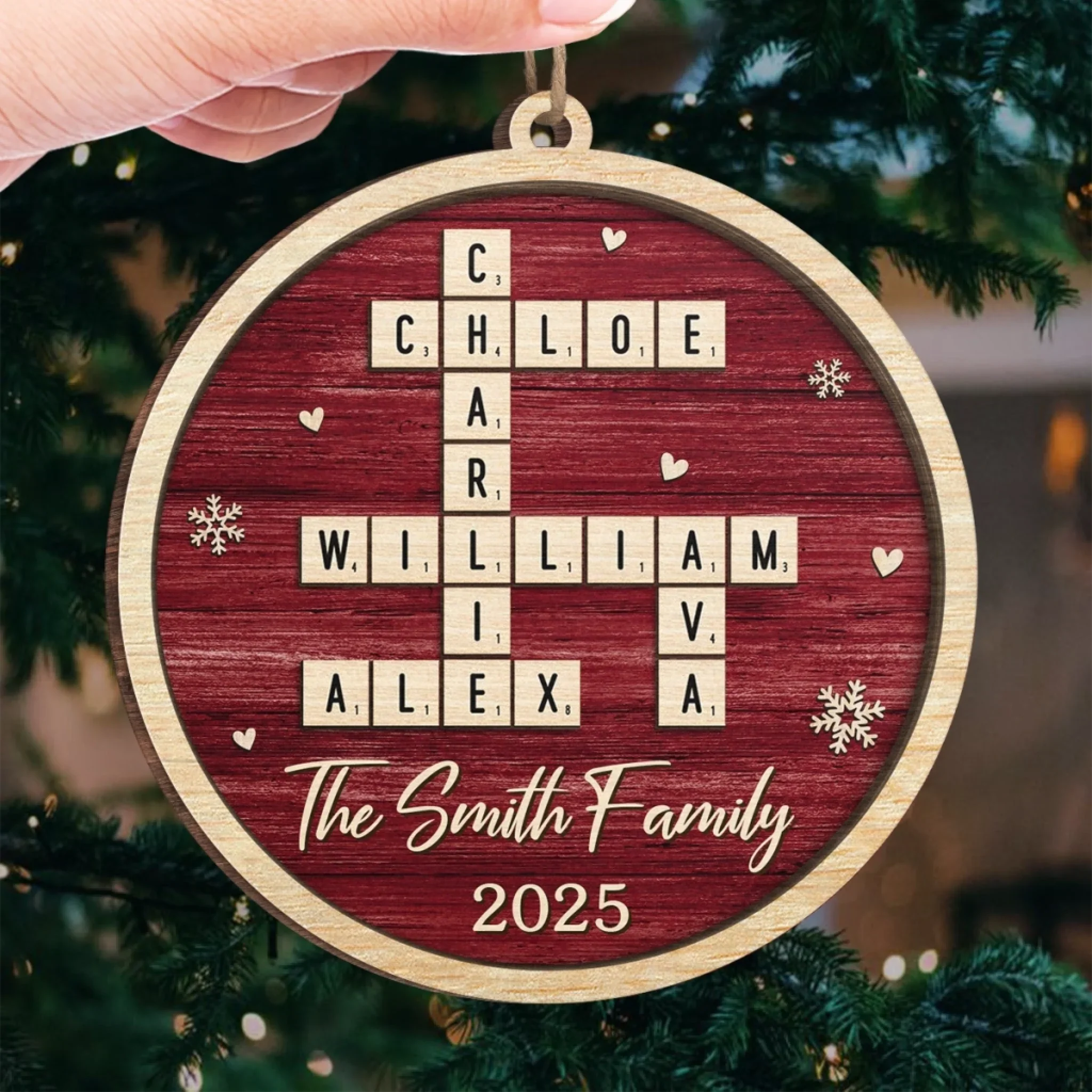 Custom Scrabble Wood Ornament - Personalized Christmas Birthday Gifts For Mom, Dad, Brother, Sister, Kids - Love Spelled The Family Way - Image 4