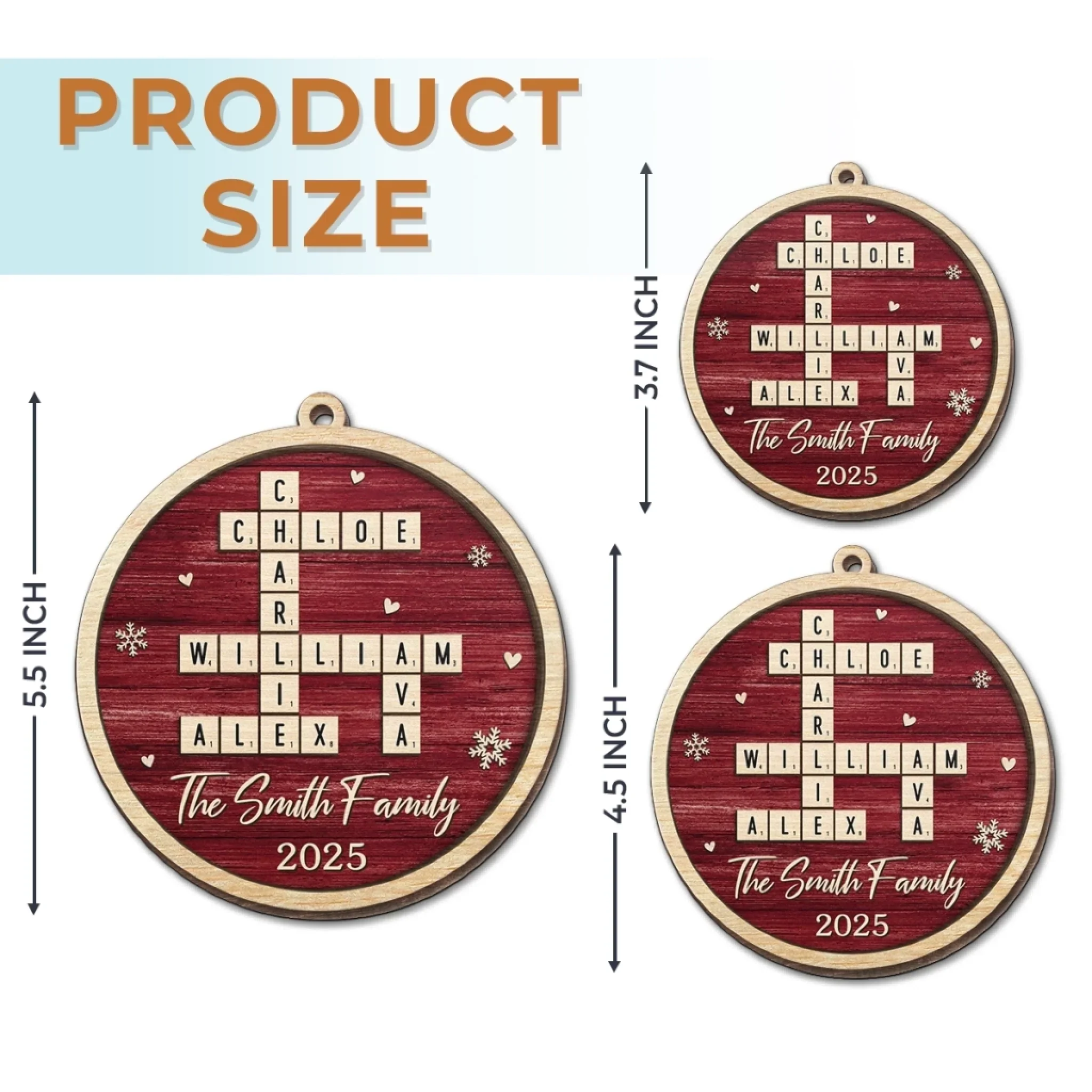 Custom Scrabble Wood Ornament - Personalized Christmas Birthday Gifts For Mom, Dad, Brother, Sister, Kids - Love Spelled The Family Way - Image 6