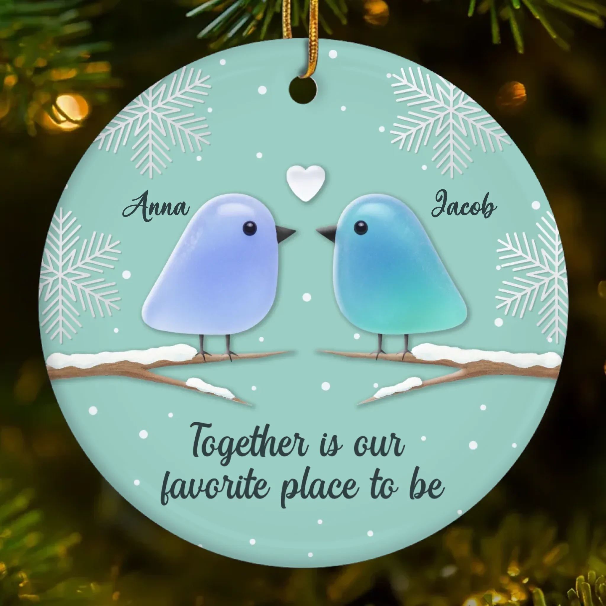 Custom Sea Glass Ceramic Heart Ornament - Personalized Anniversary Christmas Wedding Gifts For Husband And Wife, Him And Her, Couples, Beach Lovers - Sea Glass Hearts Alike - Image 2