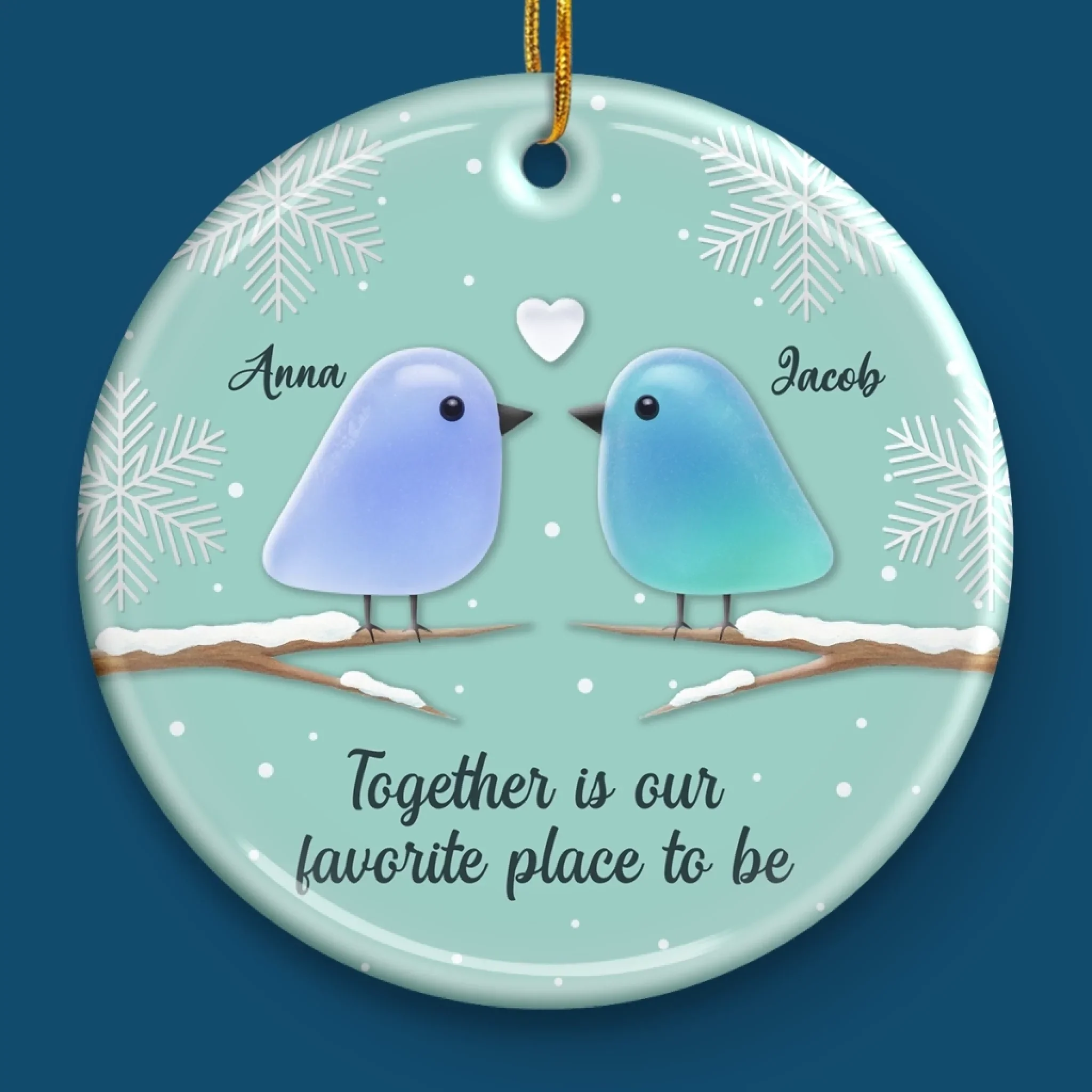 Custom Sea Glass Ceramic Heart Ornament - Personalized Anniversary Christmas Wedding Gifts For Husband And Wife, Him And Her, Couples, Beach Lovers - Sea Glass Hearts Alike - Image 4