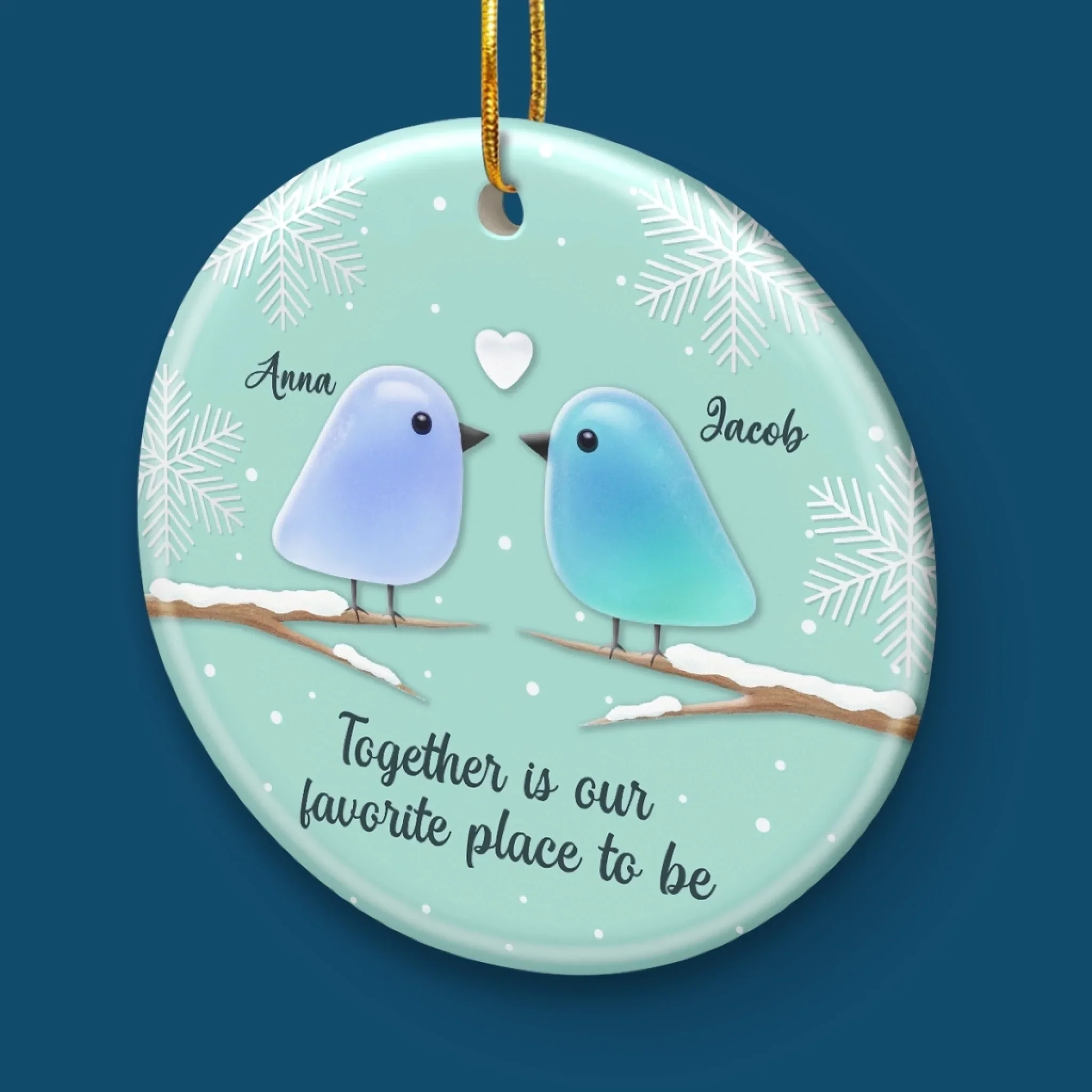 Custom Sea Glass Ceramic Heart Ornament - Personalized Anniversary Christmas Wedding Gifts For Husband And Wife, Him And Her, Couples, Beach Lovers - Sea Glass Hearts Alike - Image 5