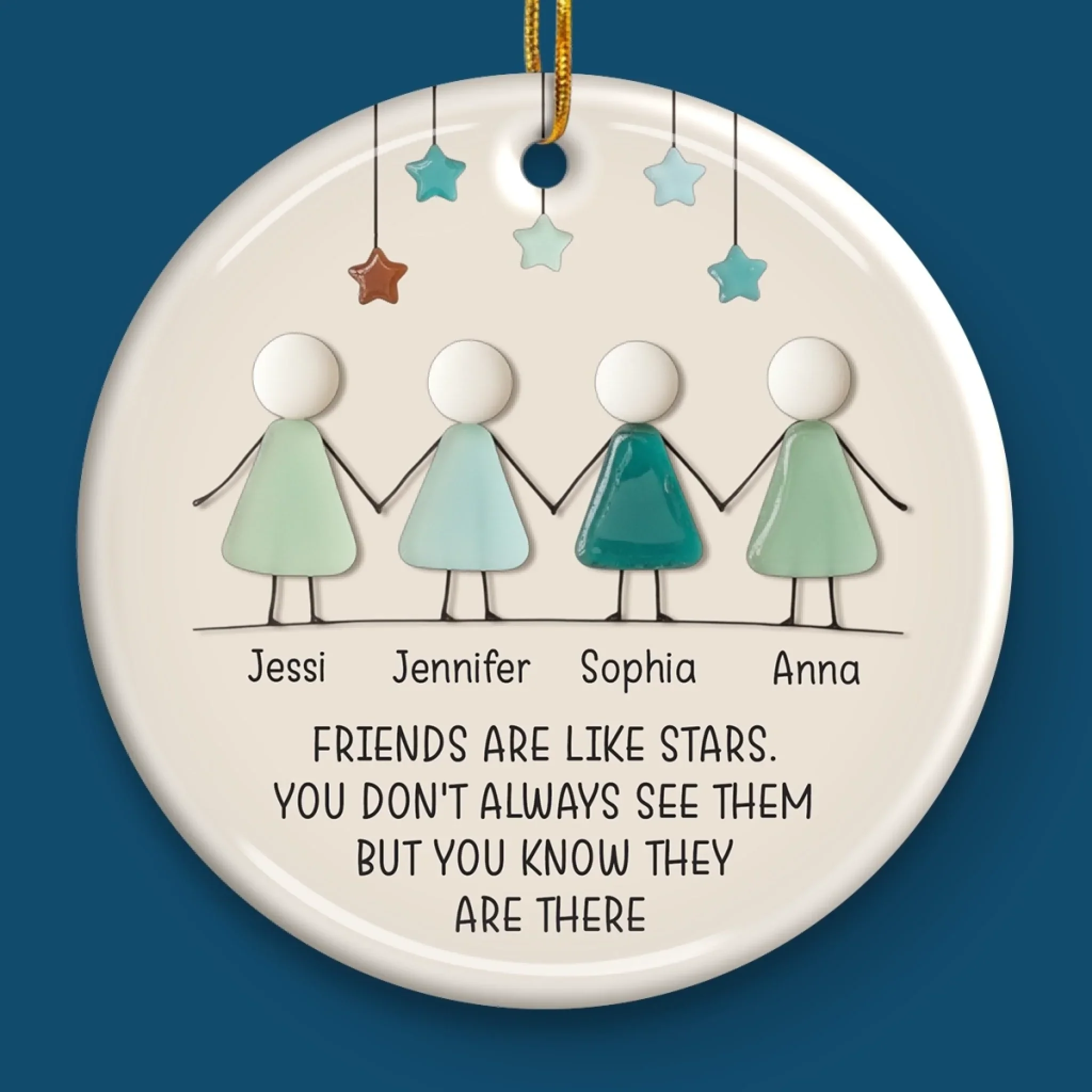 Custom Sea Glass Ceramic Ornament - Personalized Best Friend Christmas Birthday Gifts For Women, Besties, Sisters, BFF, Beach Lovers - Smoothed By Time Together - Image 4