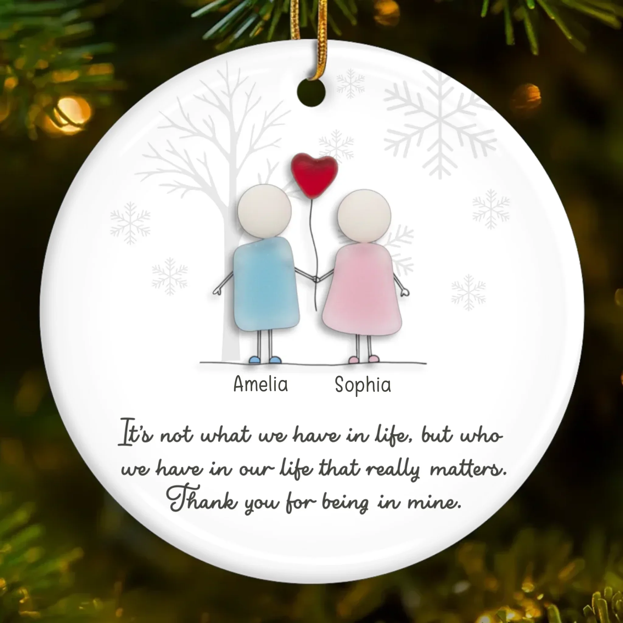 Custom Sea Glass Ceramic Ornament - Personalized Best Friend Christmas Birthday Gifts For Women, Besties, Sisters, BFF, Beach Lovers - Tides Of Our Friendship - Image 2