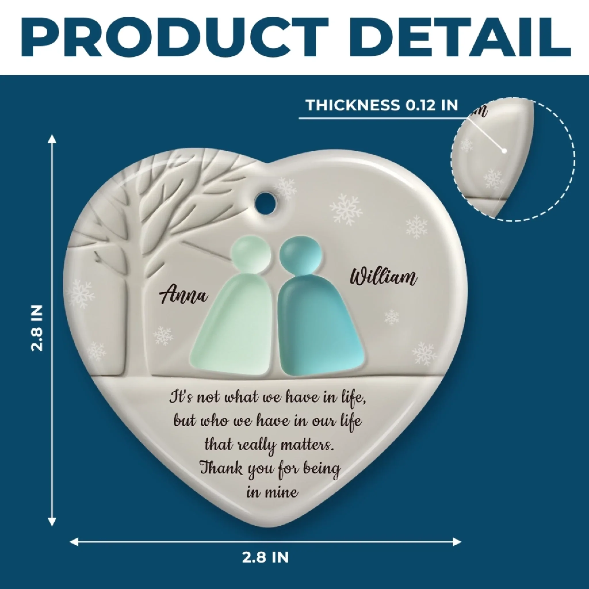 Custom Sea Glass Heart Ceramic Ornament - Personalized Anniversary Christmas Wedding Gifts For Husband And Wife, Him And Her, Couples, Beach Lovers - Love Found In The Tide - Image 6