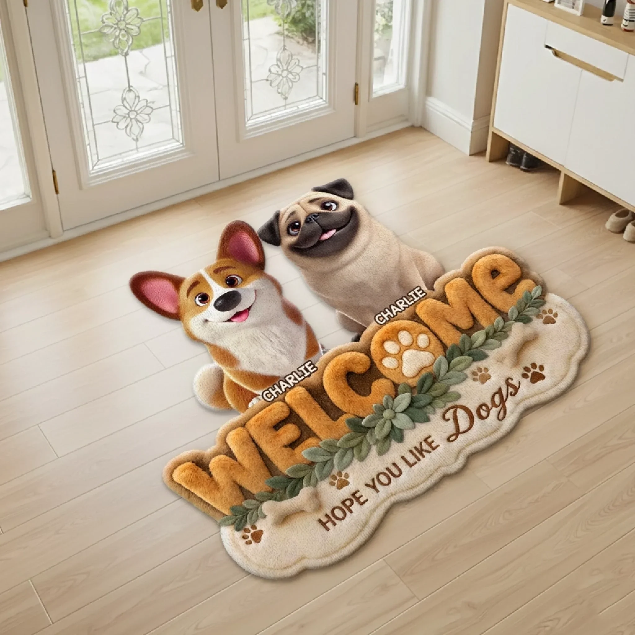 Custom Shaped Doormat - Personalized Birthday Gifts For Dog Lovers, Dog Dad And Mom - Welcome To Our Dog Home - Image 3