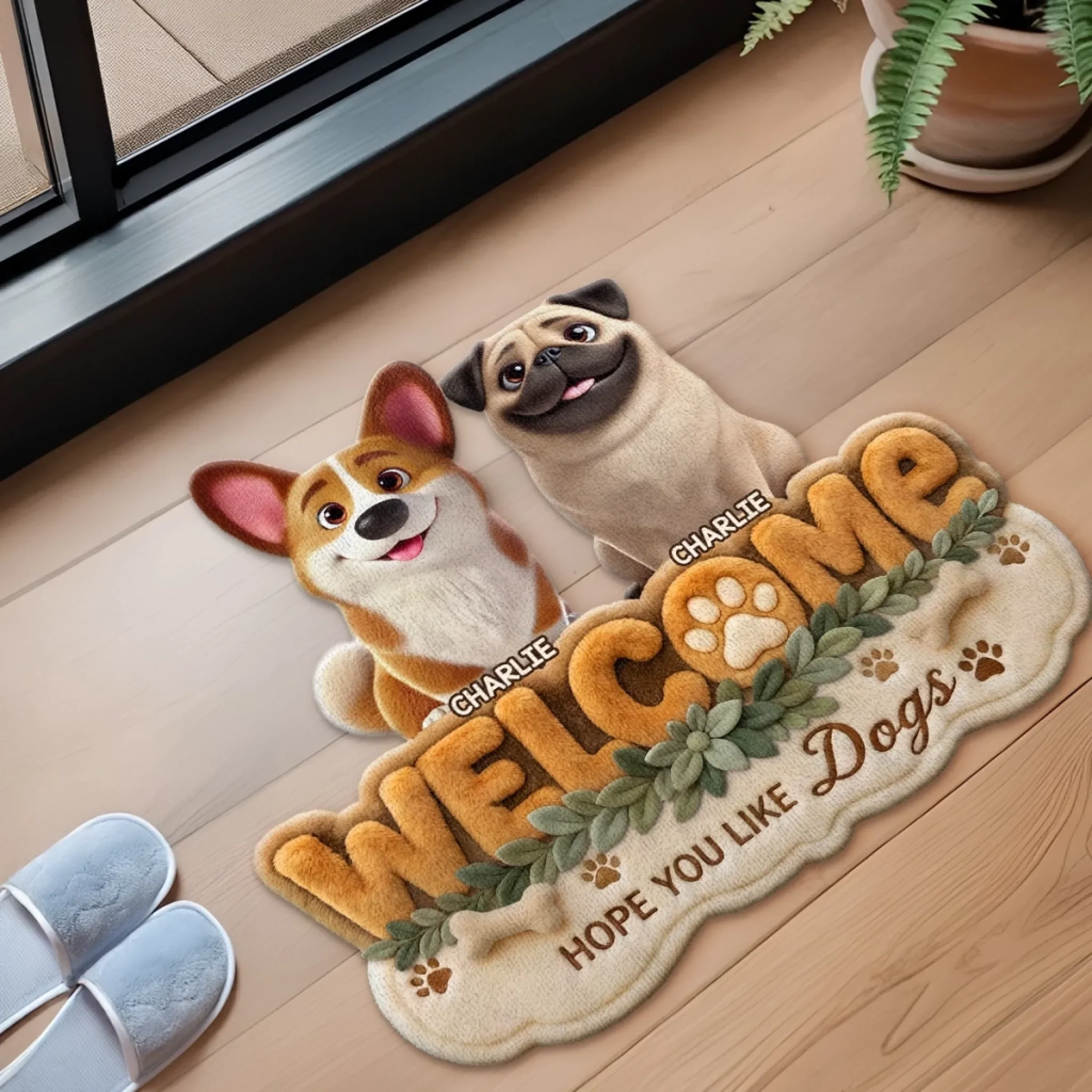 Custom Shaped Doormat - Personalized Birthday Gifts For Dog Lovers, Dog Dad And Mom - Welcome To Our Dog Home - Image 4