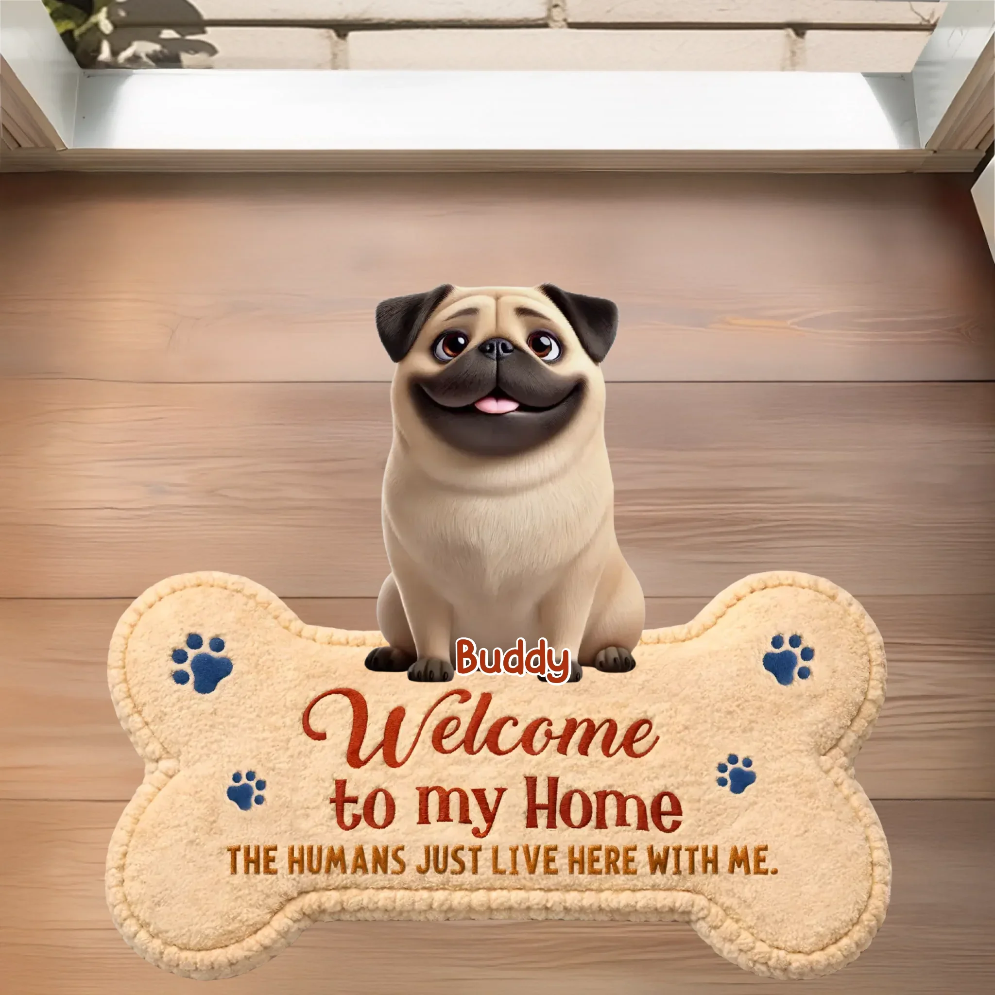 Custom Shaped Doormat - Personalized Birthday Gifts For Dog Lovers, Dog Dad And Mom - Welcome To Our Pawfect Home - Image 2