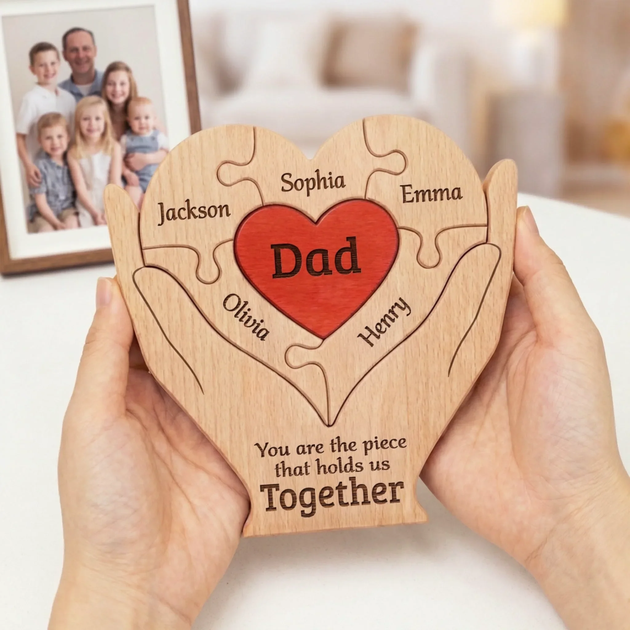 Custom Shaped Wooden Art Puzzle - Personalized Father's Day Birthday Gifts For Dad, Grandpa - Best Dad Ever Hands Down - Image 4