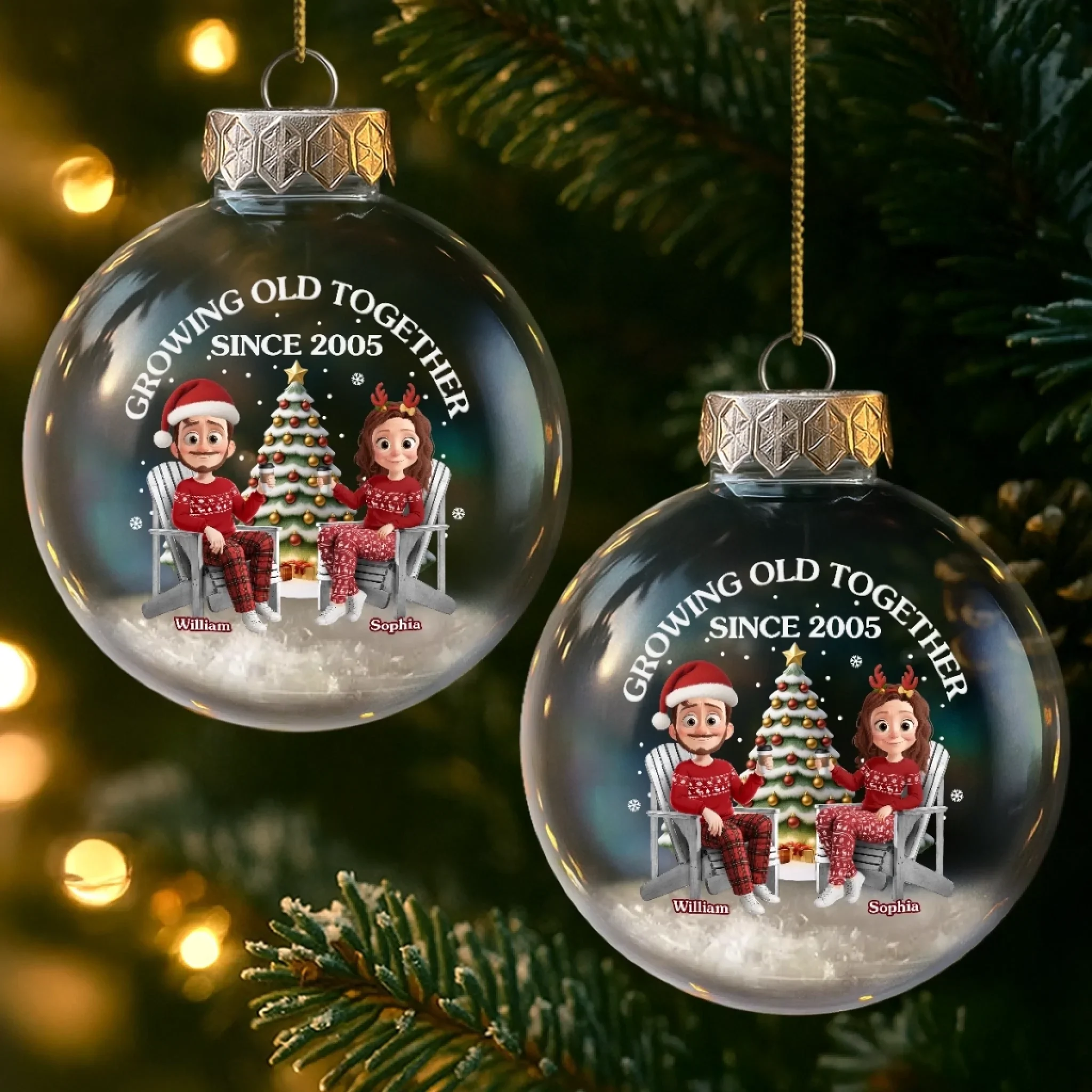 Custom Snow-Filled Ball Ornament - Personalized Anniversary Christmas Wedding Gifts For Husband And Wife, Him And Her - Forever Feels Like Christmas With You - Image 3