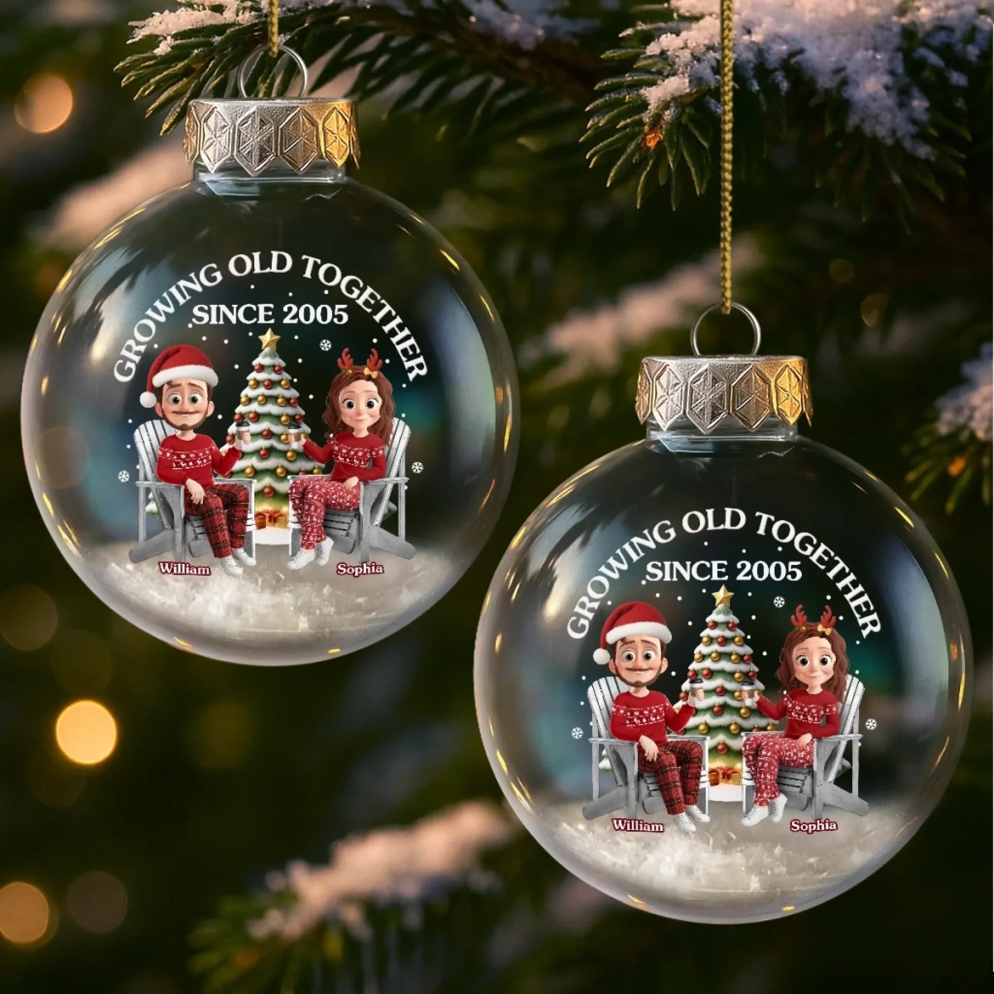 Custom Snow-Filled Ball Ornament - Personalized Anniversary Christmas Wedding Gifts For Husband And Wife, Him And Her - Forever Feels Like Christmas With You - Image 4