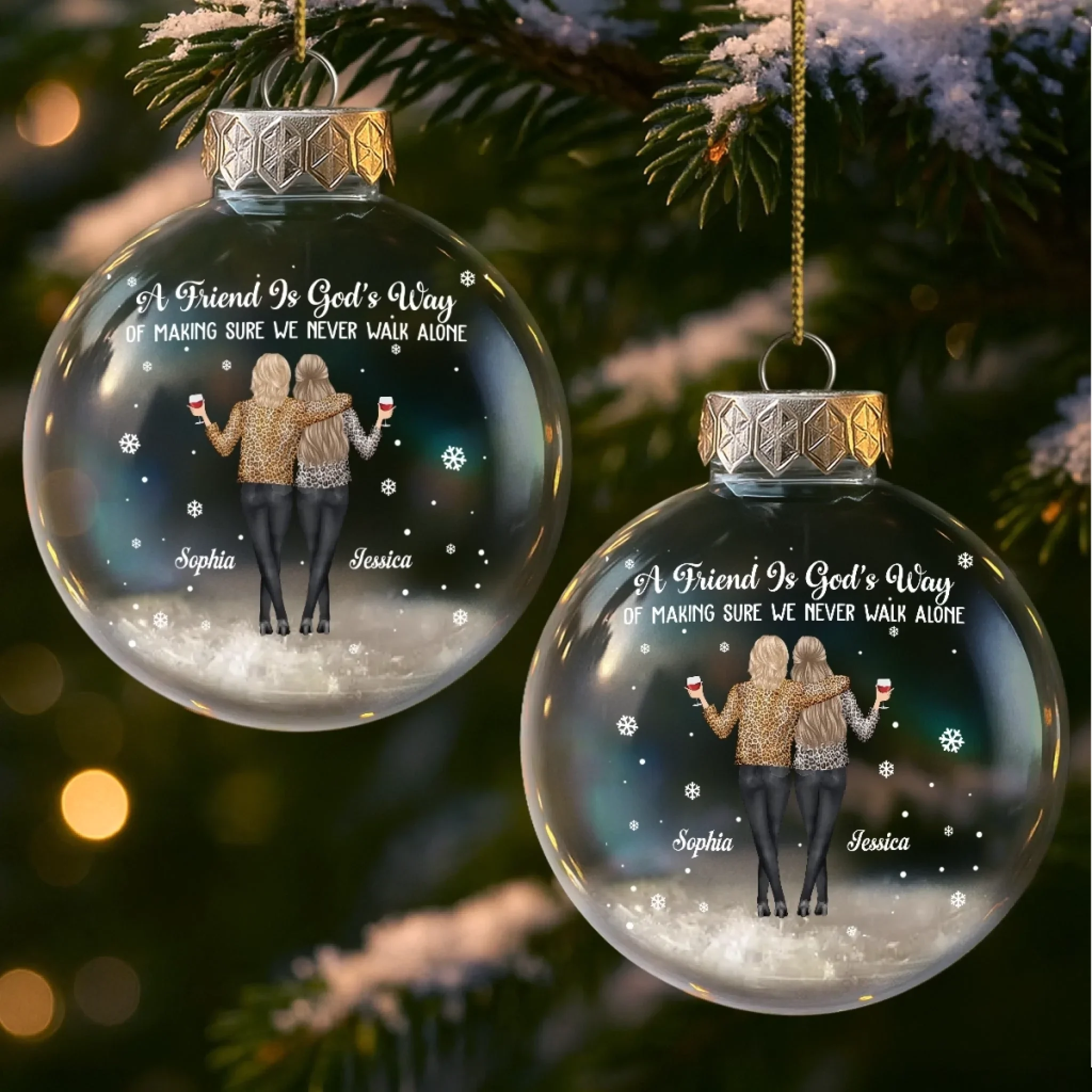 Custom Snow-Filled Ball Ornament - Personalized Christmas Best Friend Birthday Gifts For Women, Besties, Sisters, BFF - Friends Grow Wild And Free - Image 4