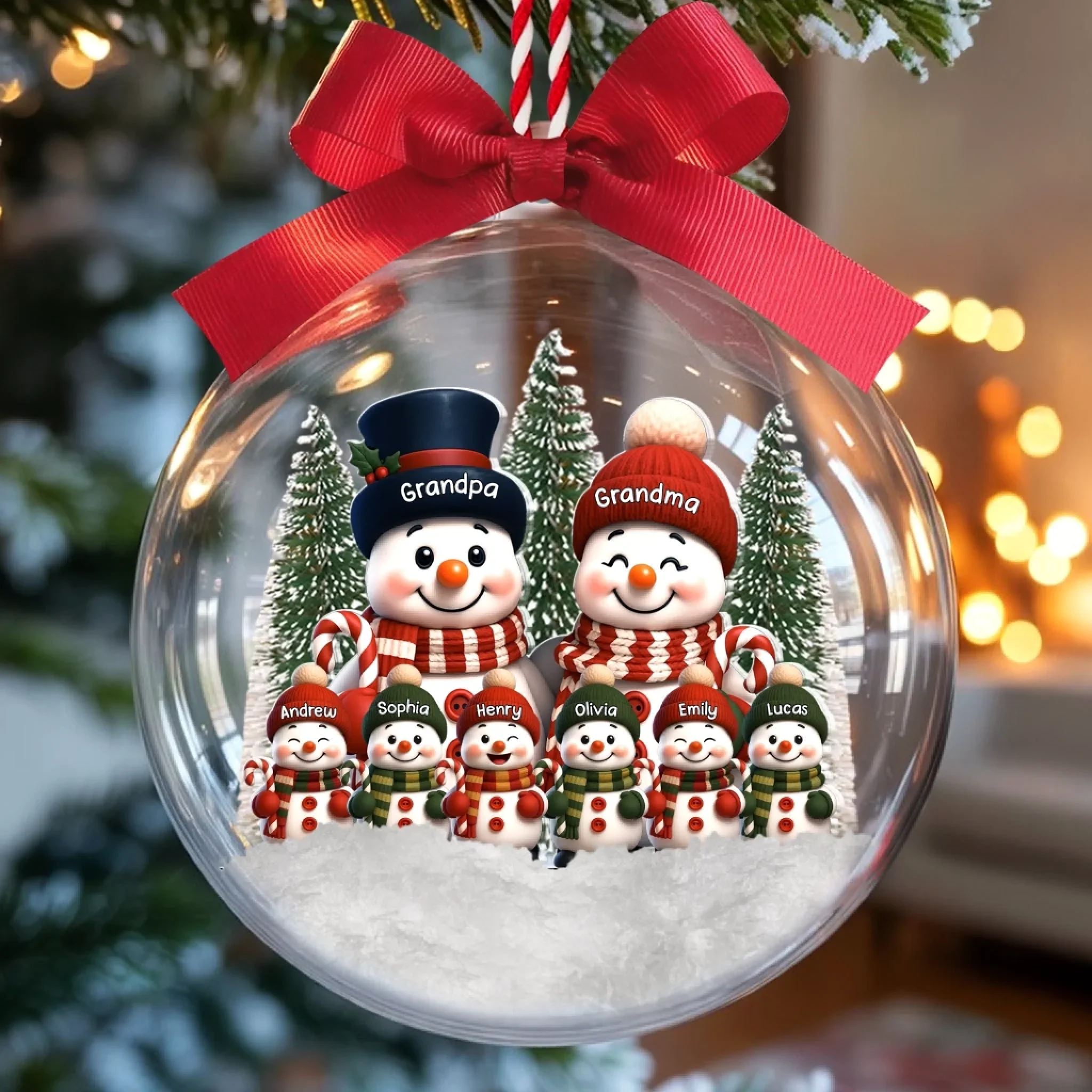 Custom Snowman 3D Acrylic Ball Ornament - Personalized Christmas Birthday Gifts For Grandpa, Grandma - Our Favorite Christmas Memories - Image 4