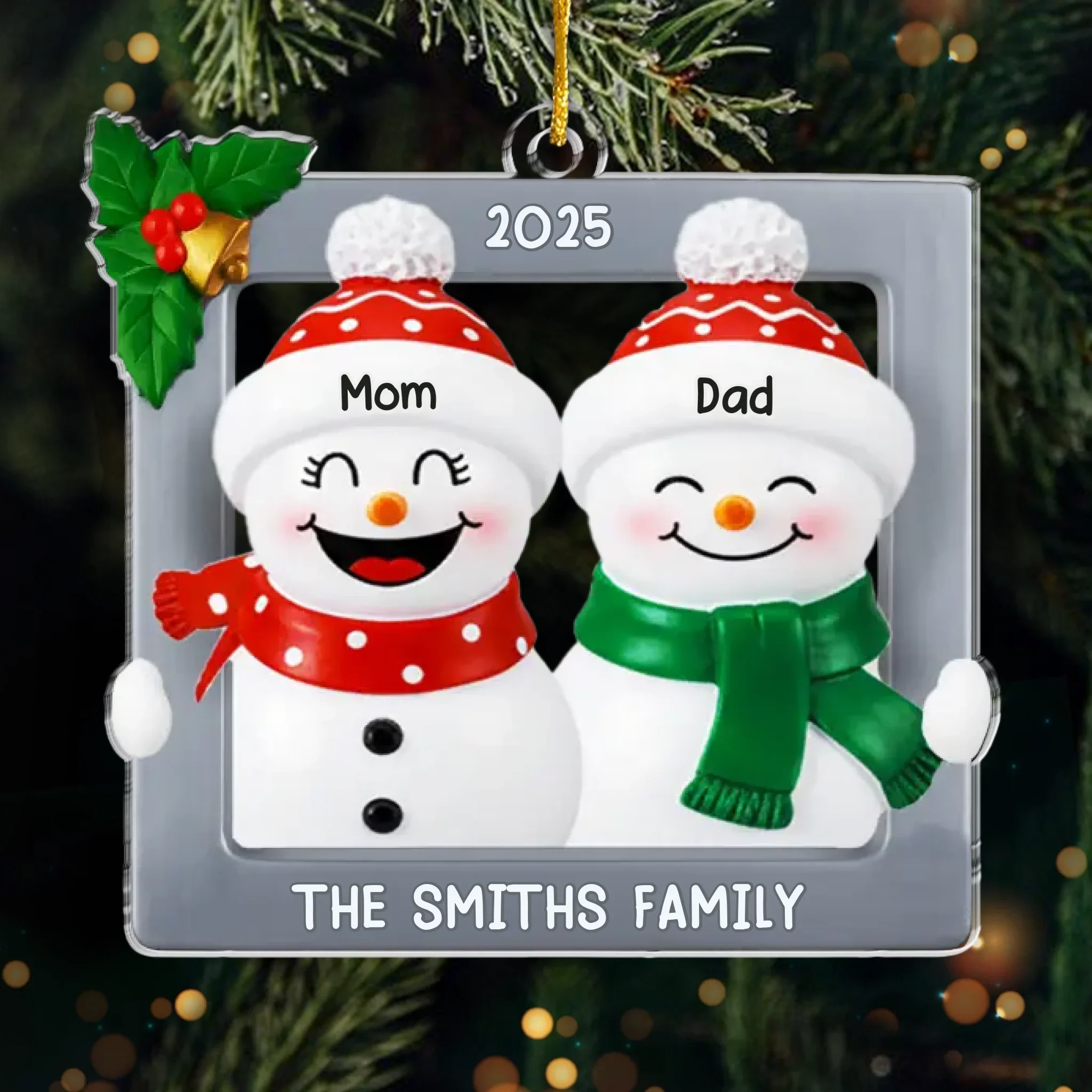 Custom Snowman Acrylic Ornament - Personalized Christmas Birthday Gifts For Mom, Dad, Brother, Sister, Kids - Family Melts The Cold - Image 2