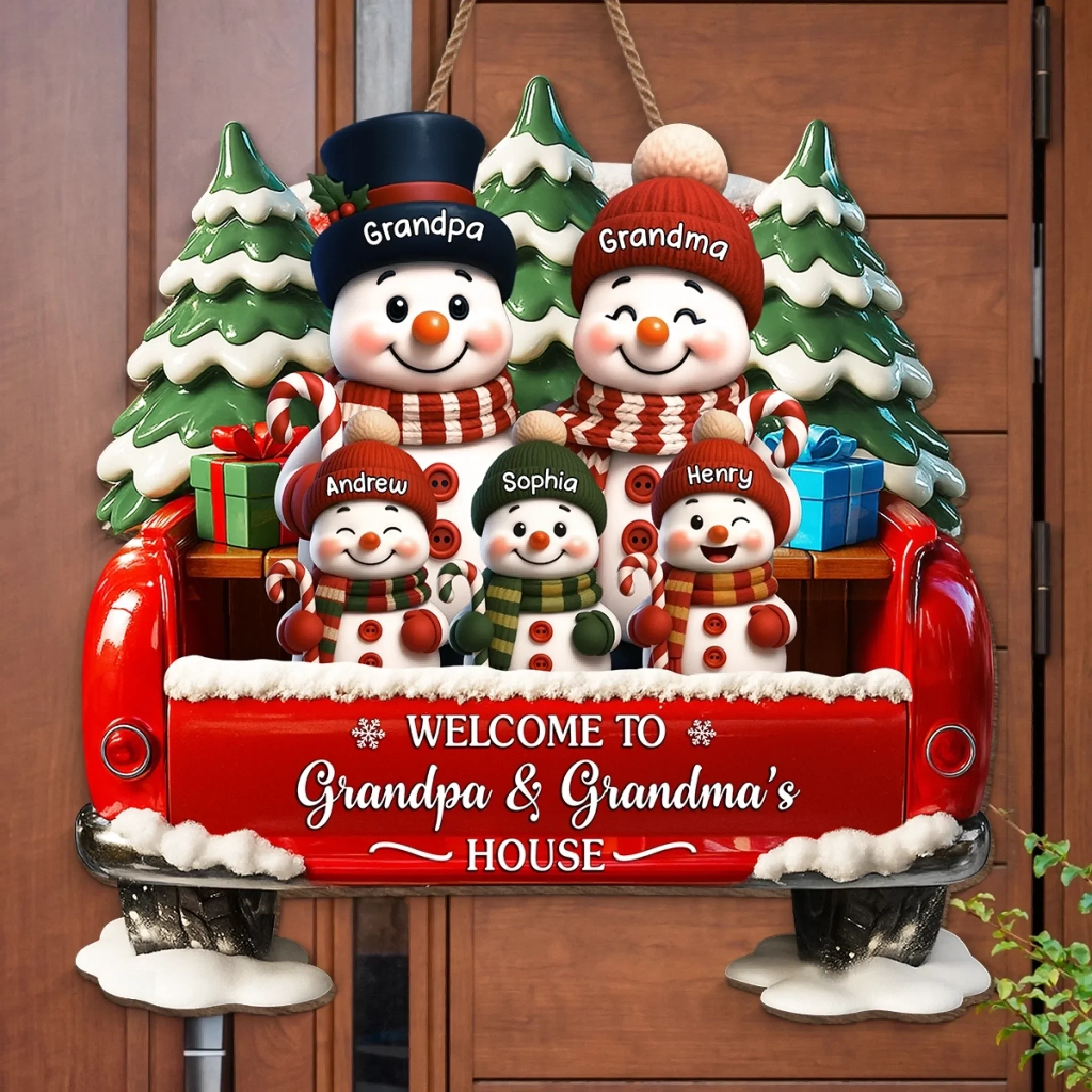 Custom Snowman Wood Sign - Personalized Christmas Birthday Gifts For Grandpa, Grandma - Love Built This Home - Image 3