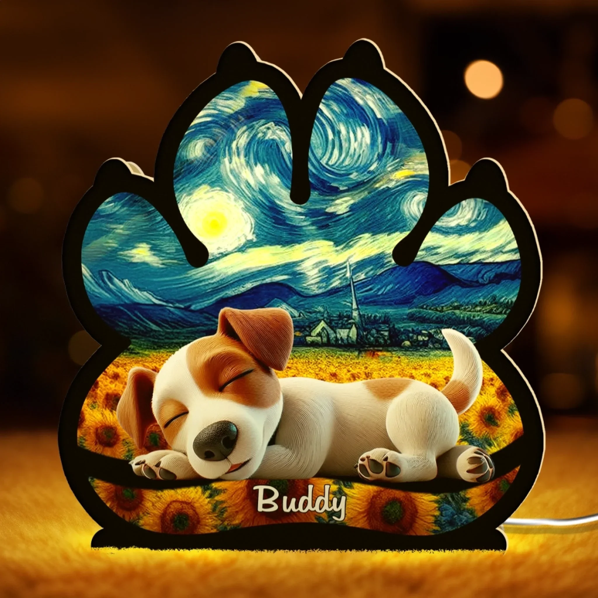 Custom Starry Night Shaped Light Box - Personalized Pet Memorial Sympathy Gifts For Dogs - Light Of Love - Image 3
