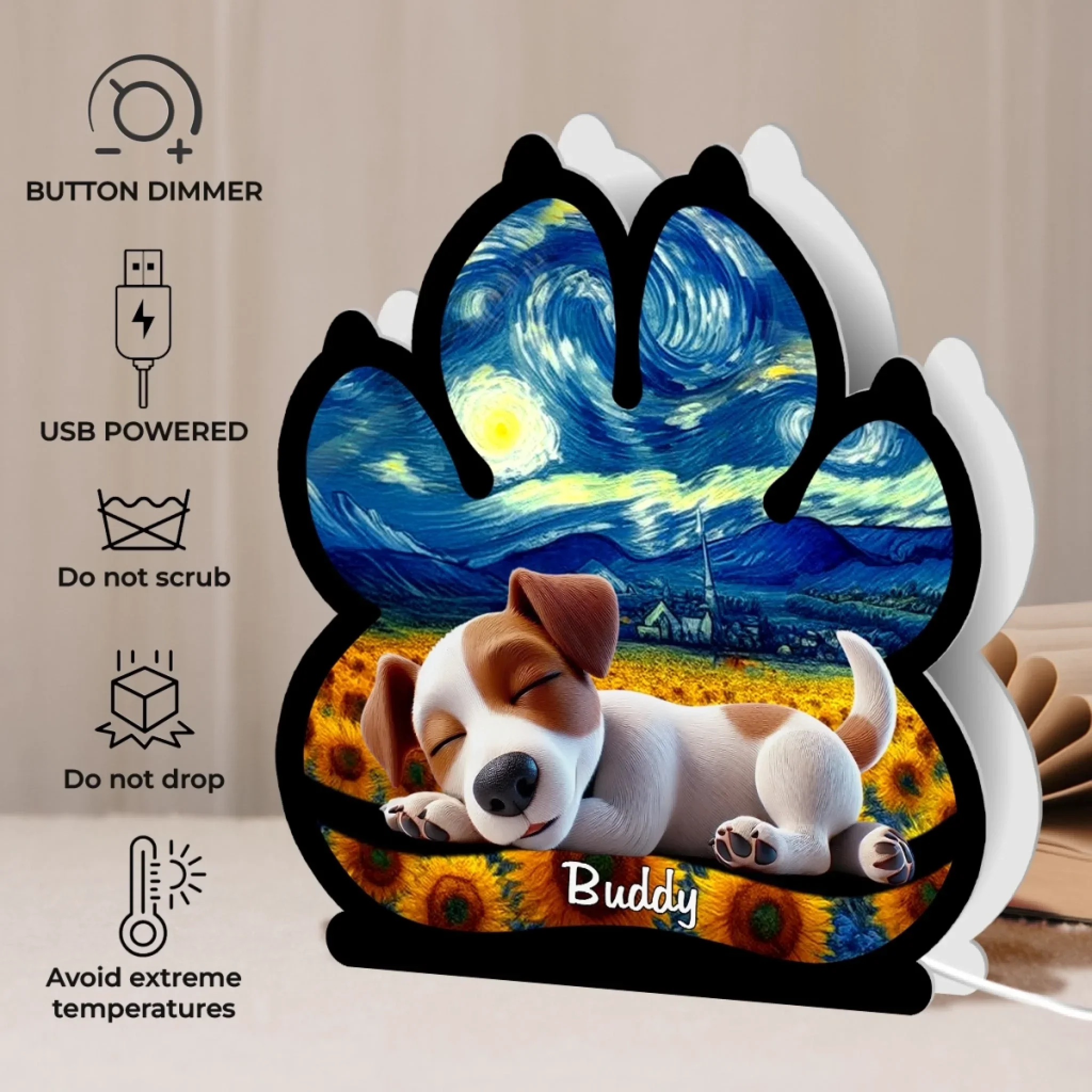 Custom Starry Night Shaped Light Box - Personalized Pet Memorial Sympathy Gifts For Dogs - Light Of Love - Image 5