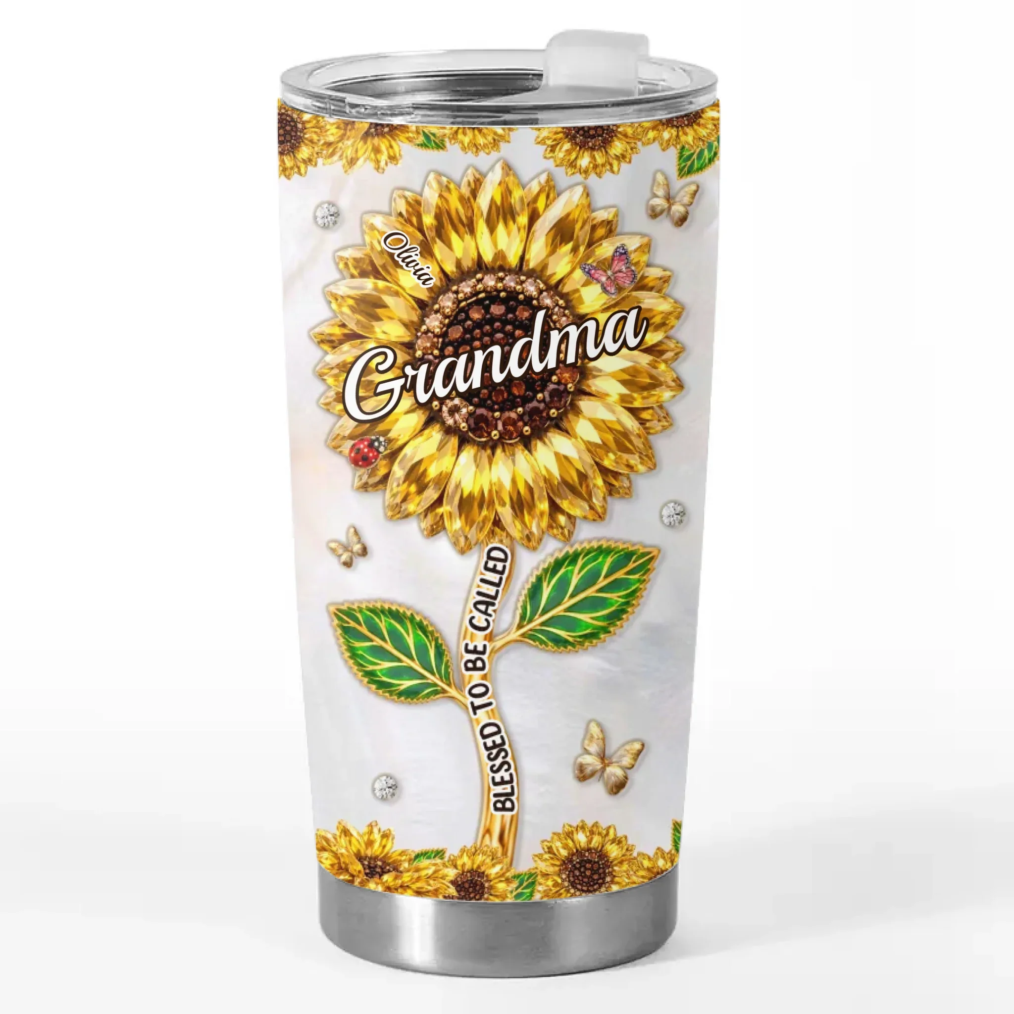 Custom Sunflower Tumbler - Personalized Mother's Day Birthday Gifts For Mom, Grandma - Grandma Life, Best Life - Image 2