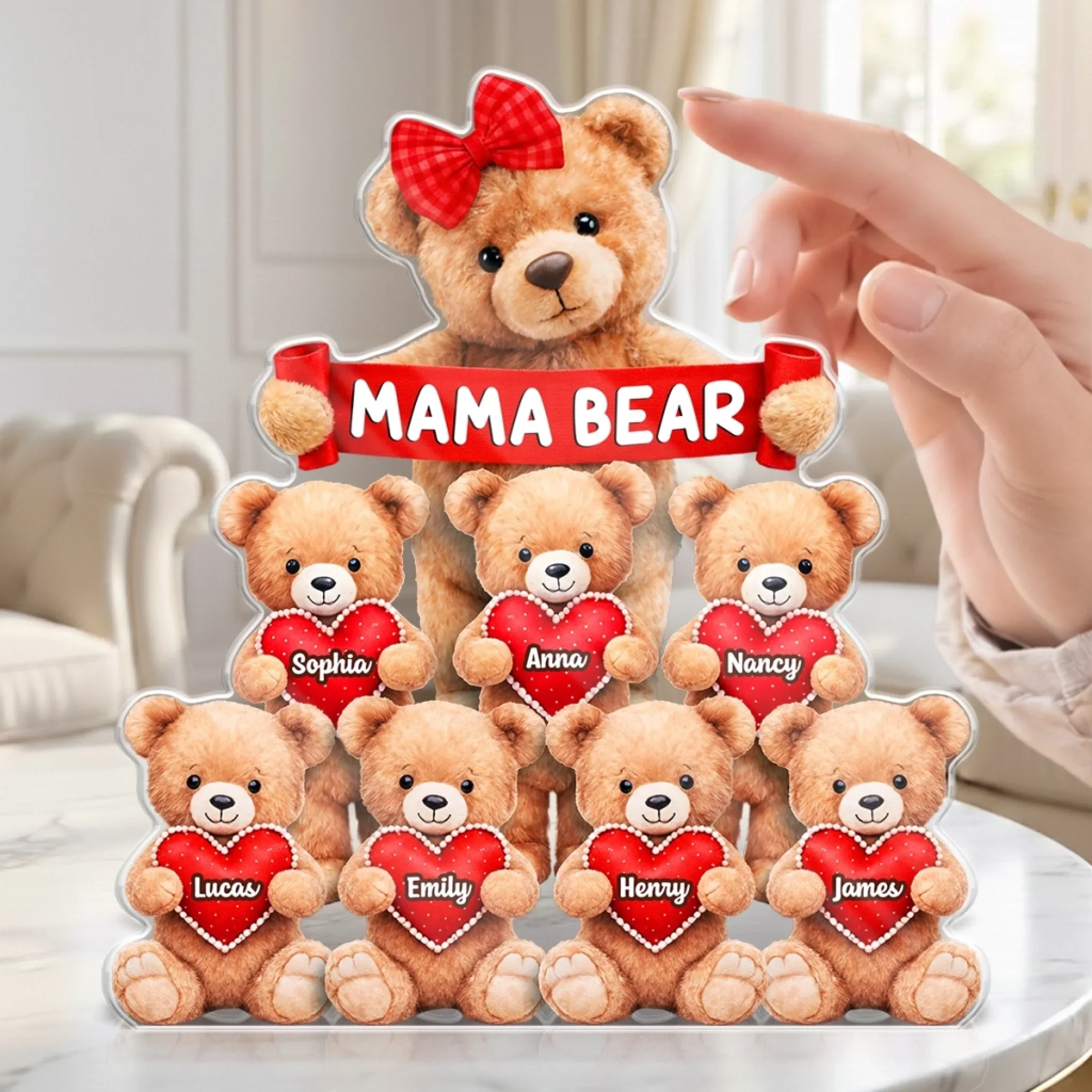 Custom Teddy Bear Acrylic Plaque - Personalized Mother's Day Birthday Gifts For Mom, Grandma - Her Love Keeps Them Close - Image 4