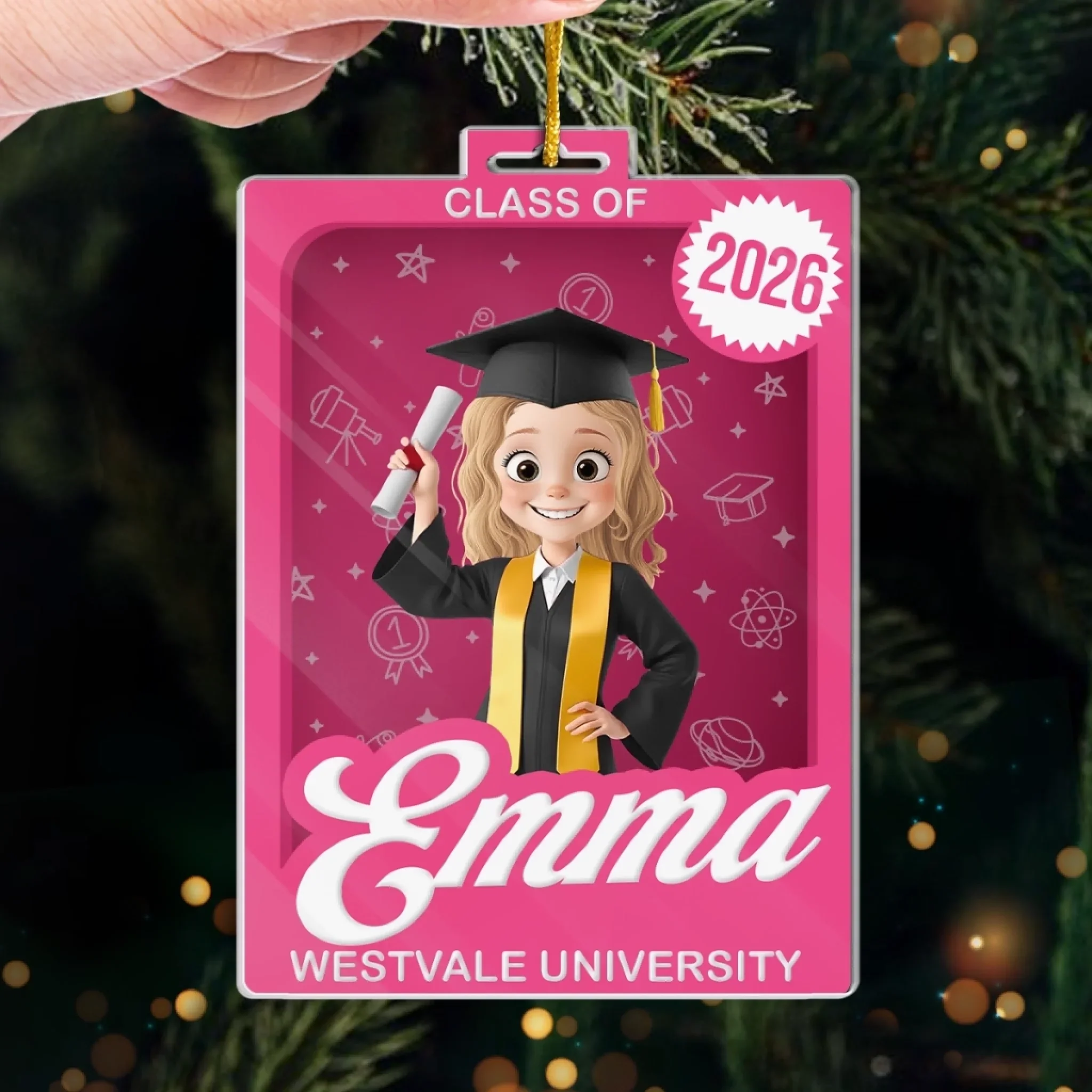 Custom Toy Box Acrylic Ornament - Personalized Christmas Graduation Gifts For Her - Cheers To New Chapters - Image 4