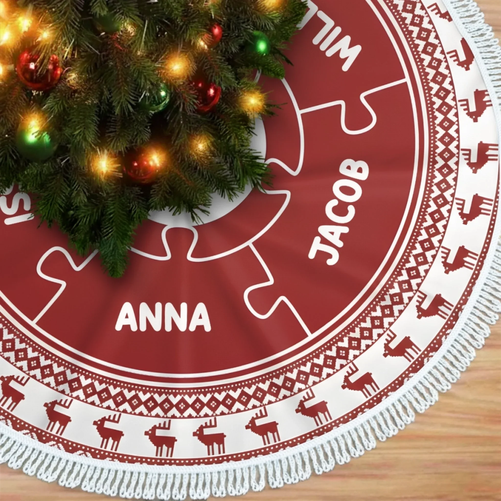 Custom Tree Skirt - Personalized Christmas Birthday Gifts For Mom, Dad, Brother, Sister, Kids - Love Circles Us Here - Image 3