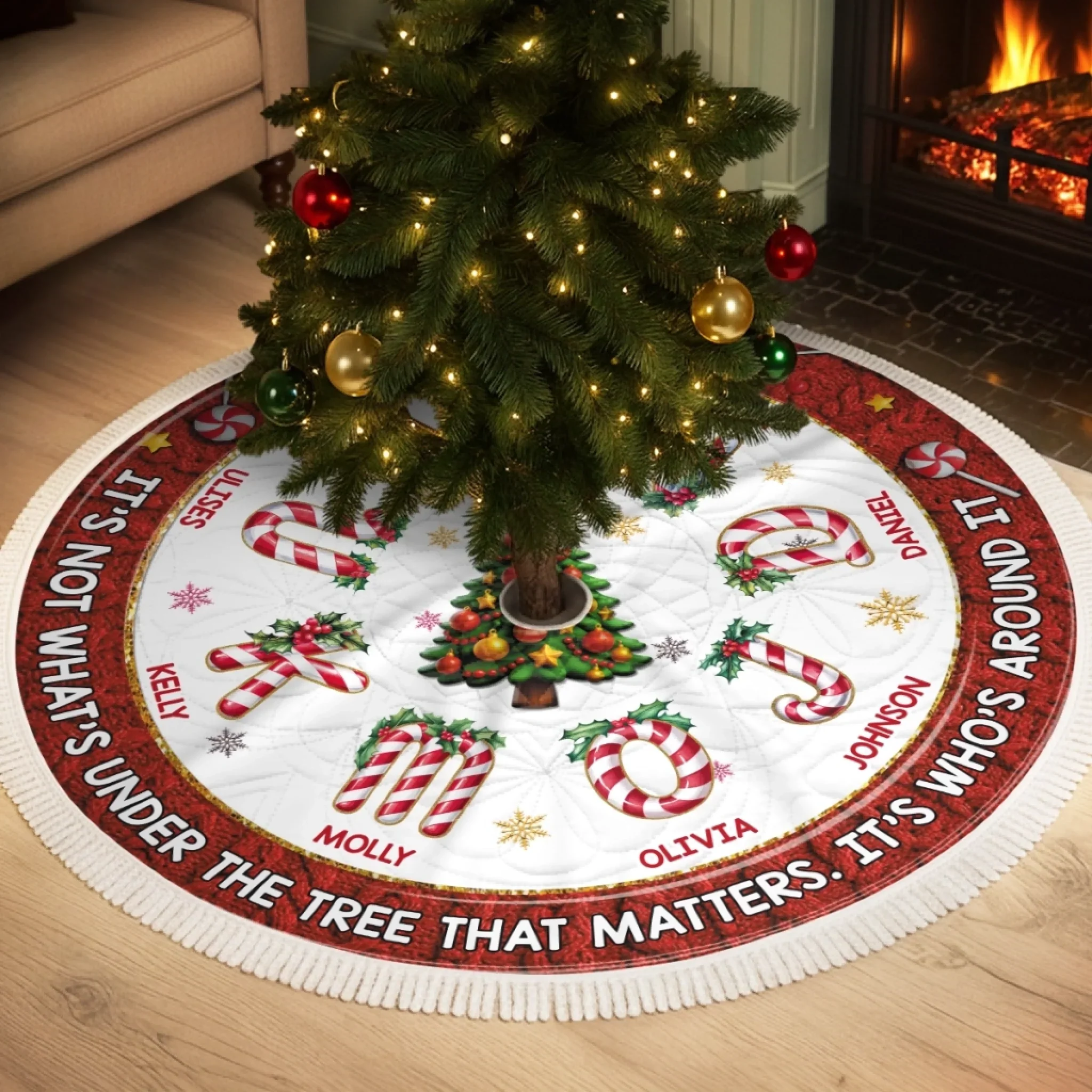 Custom Tree Skirt - Personalized Christmas Birthday Gifts For Mom, Dad, Brother, Sister, Kids - This Circle Holds Our Joy