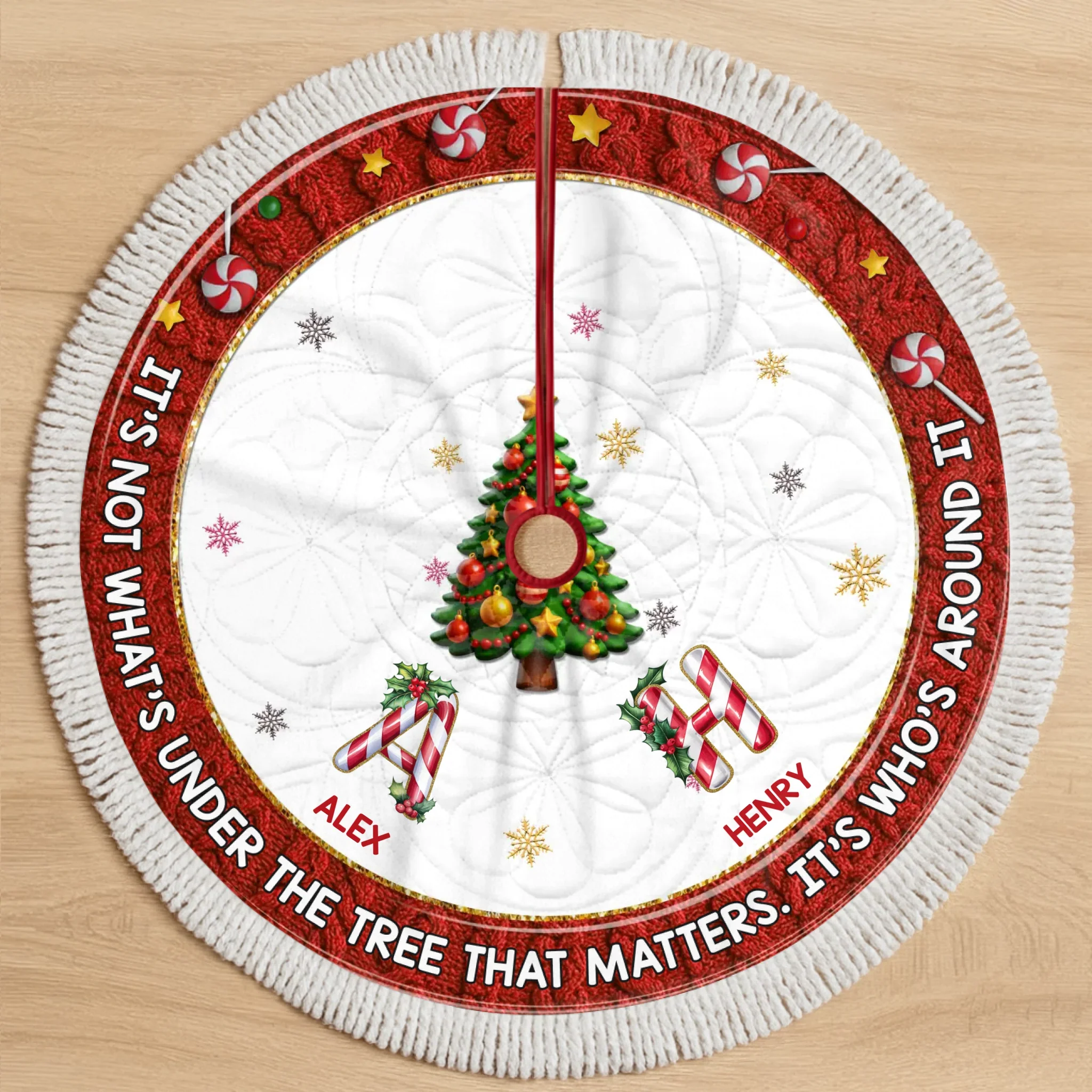 Custom Tree Skirt - Personalized Christmas Birthday Gifts For Mom, Dad, Brother, Sister, Kids - This Circle Holds Our Joy - Image 2