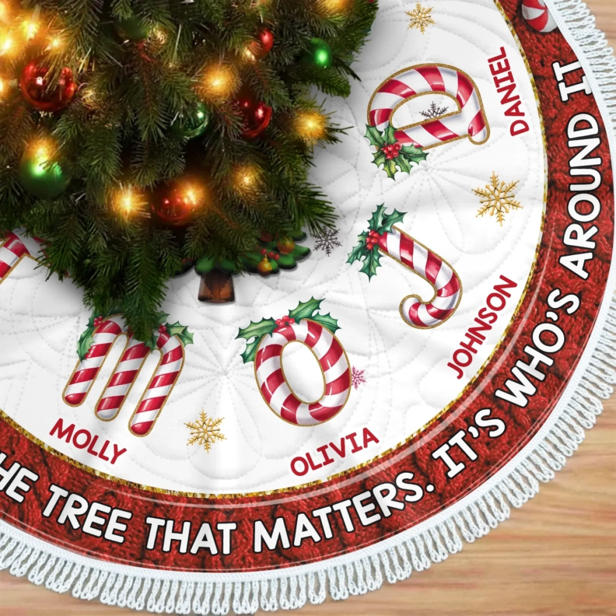 Custom Tree Skirt - Personalized Christmas Birthday Gifts For Mom, Dad, Brother, Sister, Kids - This Circle Holds Our Joy - Image 3