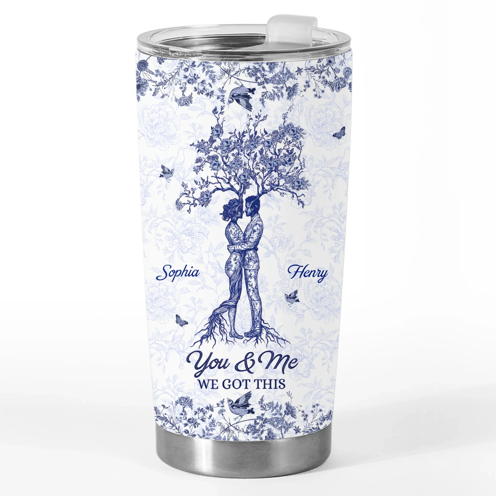 Custom Tumbler - Personalized Anniversary Wedding Gifts For Husband And Wife, Him And Her - Hand In Hand We Thrive - Image 2