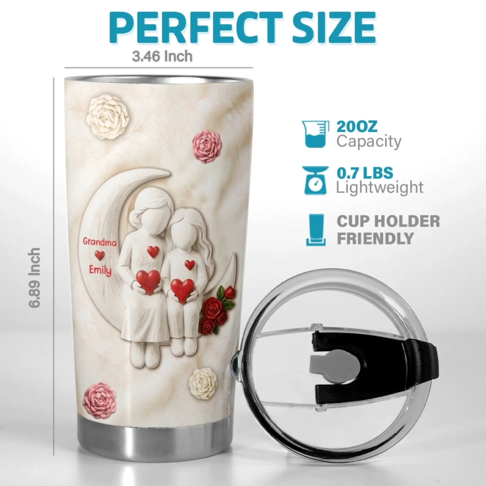 Custom Tumbler - Personalized Birthday Gifts For Grandma, Granddaughter - Love In Our Hearts - Image 3