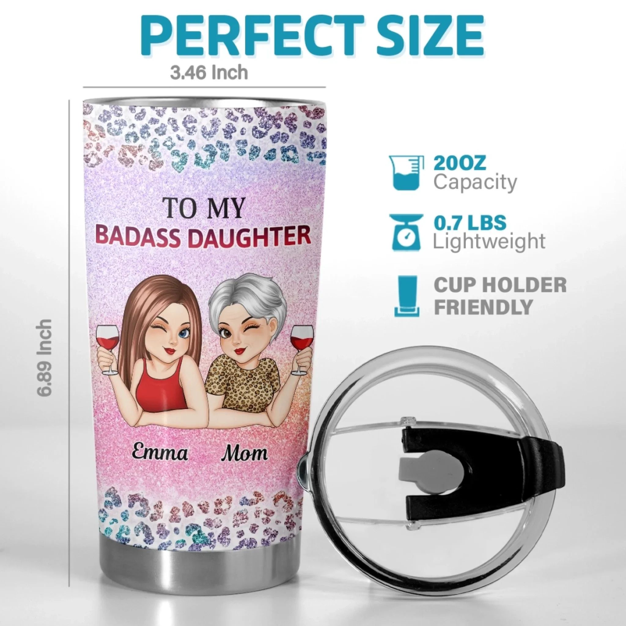 Custom Tumbler - Personalized Birthday Gifts For Mom, Grandma, Daughter, Granddaughter - Strong Like You, Loved By Me - Image 3