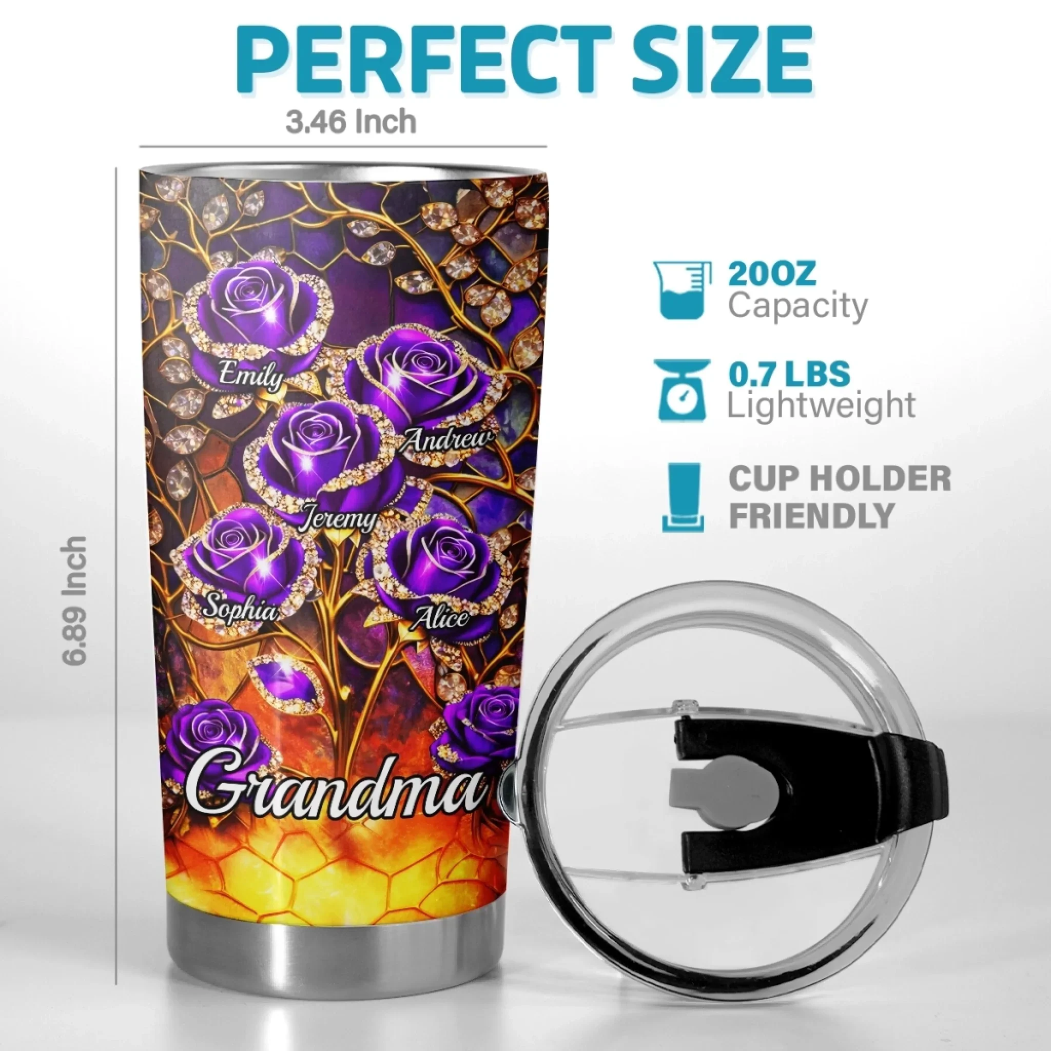 Custom Tumbler - Personalized Mother's Day Gifts For Mom, Grandma - Heart Full Of Love - Image 3