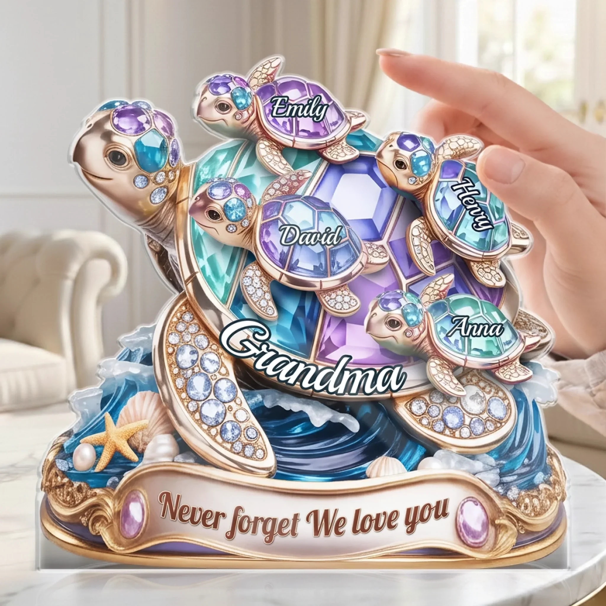 Custom Turtle Acrylic Plaque - Personalized Mother's Day Birthday Gifts For Mom, Grandma - A Journey Held By Love - Image 4