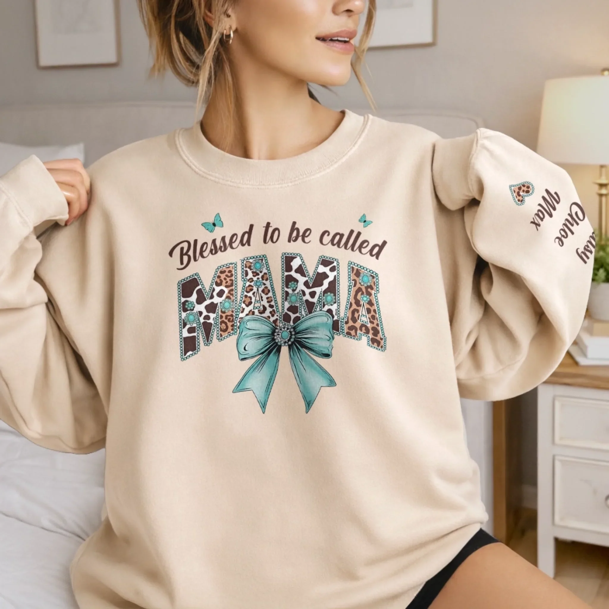 Custom Unisex Sweater, Hoodie - Personalized Mother's Day Birthday Gifts For Mom, Grandma - Blessed Mama Life - Image 3