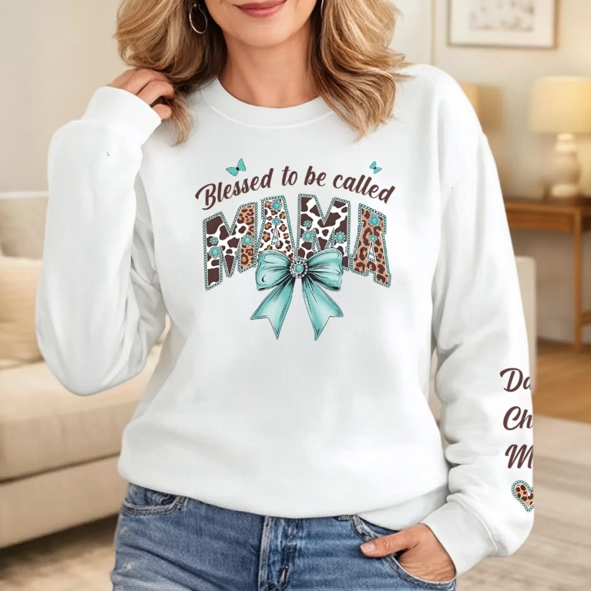 Custom Unisex Sweater, Hoodie - Personalized Mother's Day Birthday Gifts For Mom, Grandma - Blessed Mama Life - Image 4