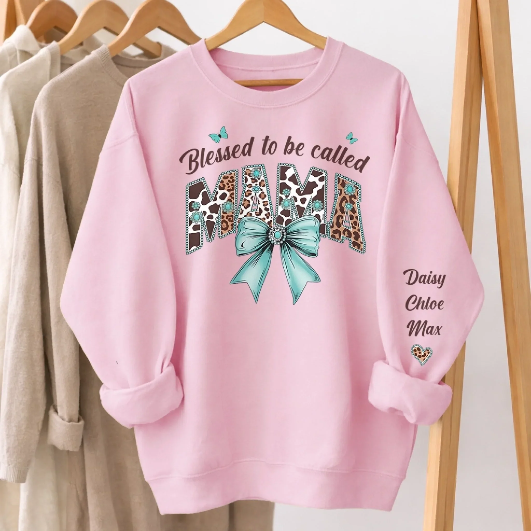 Custom Unisex Sweater, Hoodie - Personalized Mother's Day Birthday Gifts For Mom, Grandma - Blessed Mama Life - Image 7