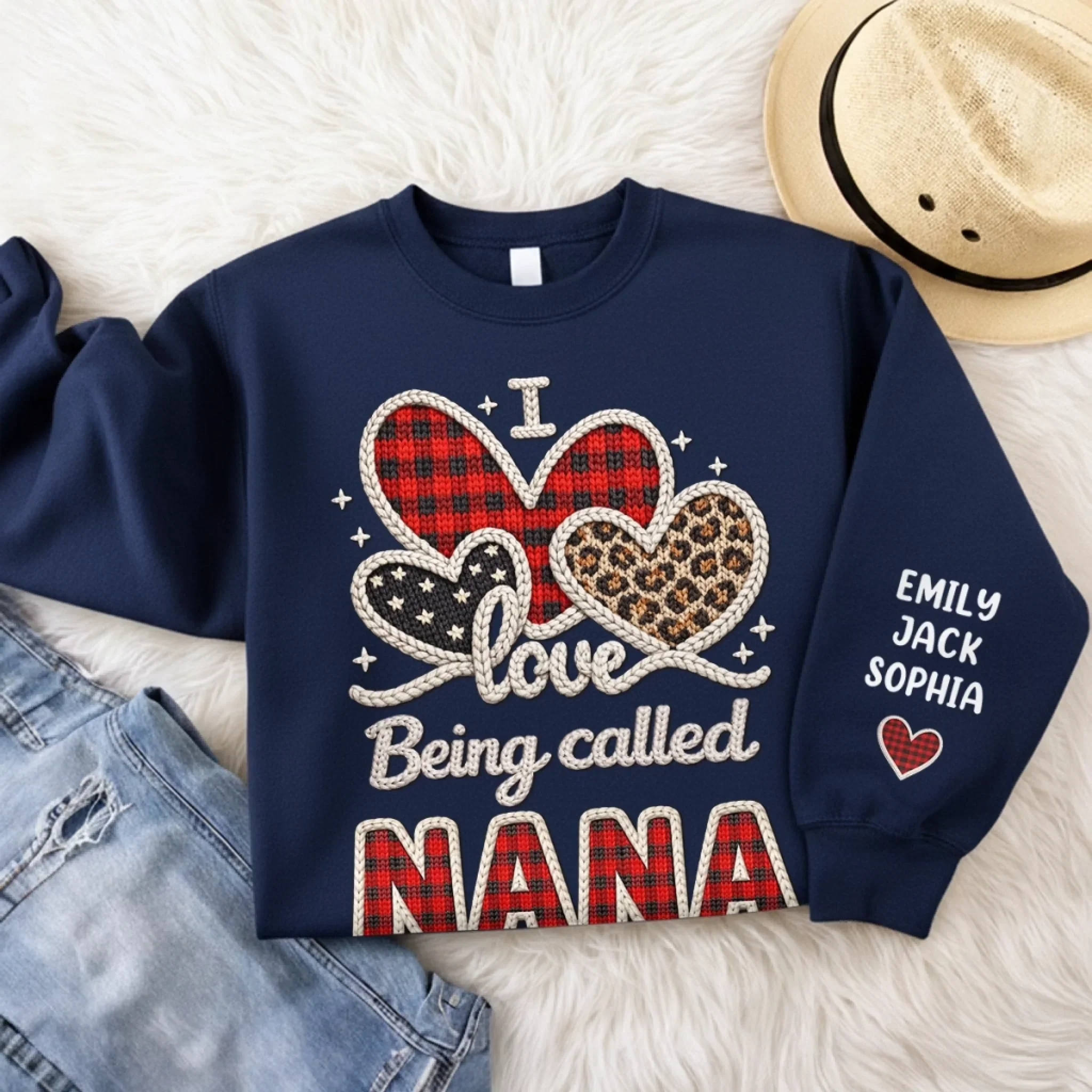 Custom Unisex Sweater, Hoodie With Design On Sleeve - Personalized Mother's Day Gifts For Mom, Grandma - Simply Loved - Image 5