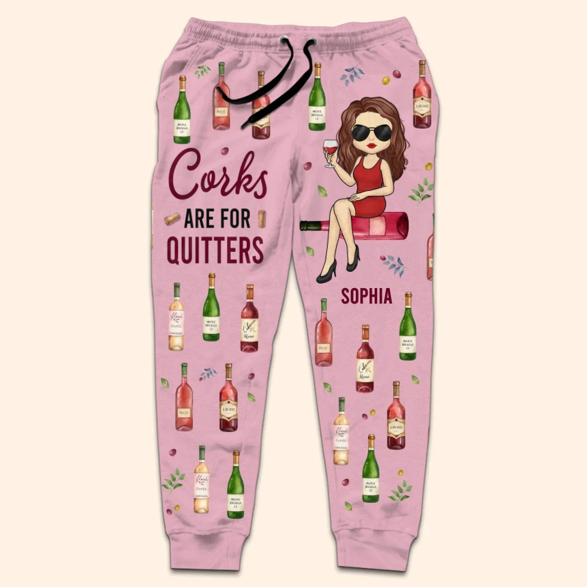 Custom Unisex Sweatpants - Personalized Birthday Gifts For Besties, Sisters, BFF, Family, Yourself - Just A Girl Who Loves Wine - Image 2