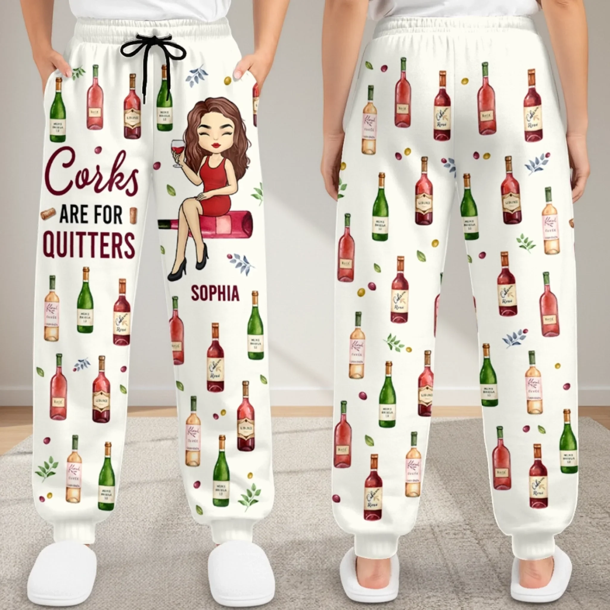 Custom Unisex Sweatpants - Personalized Birthday Gifts For Besties, Sisters, BFF, Family, Yourself - Just A Girl Who Loves Wine - Image 4