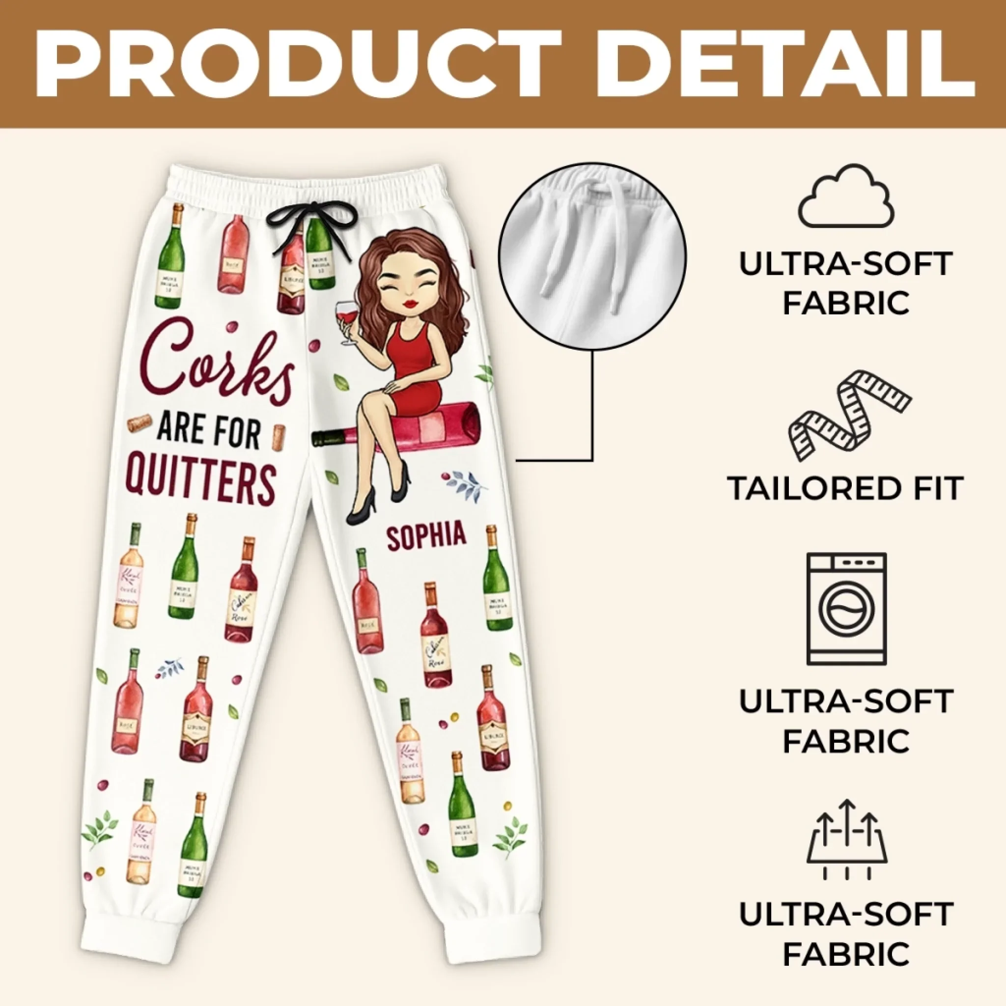 Custom Unisex Sweatpants - Personalized Birthday Gifts For Besties, Sisters, BFF, Family, Yourself - Just A Girl Who Loves Wine - Image 5